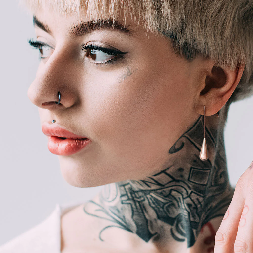 Elongated Teardrop Dangle Stainless Steel Hook Earrings - Image 4
