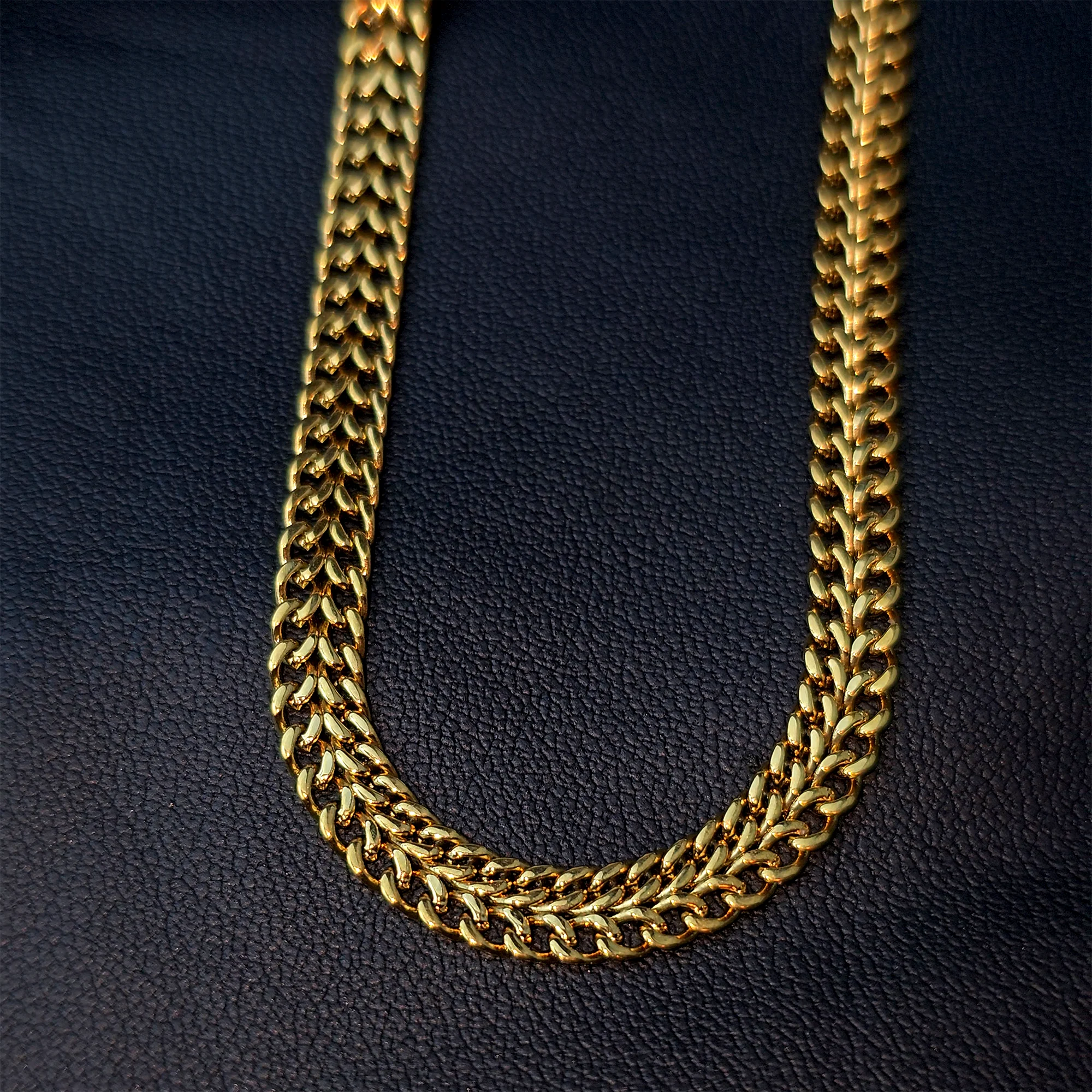 Stainless Steel Gold Tone PVD Chunky Goddess Chain Layering Necklace - Image 2