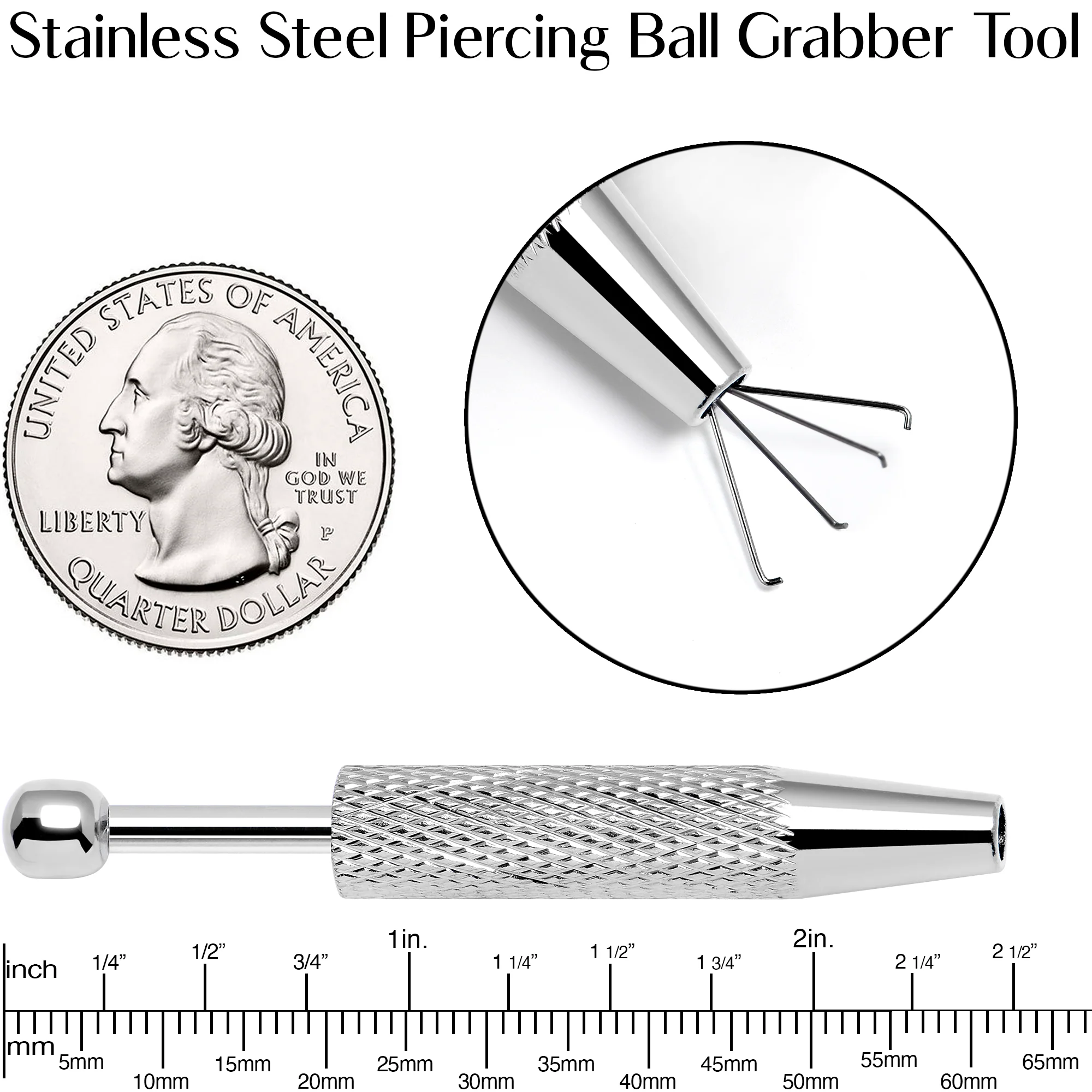 Stainless Steel Piercing Ball Grabber Tool 2.36 Inch Length - Image 2
