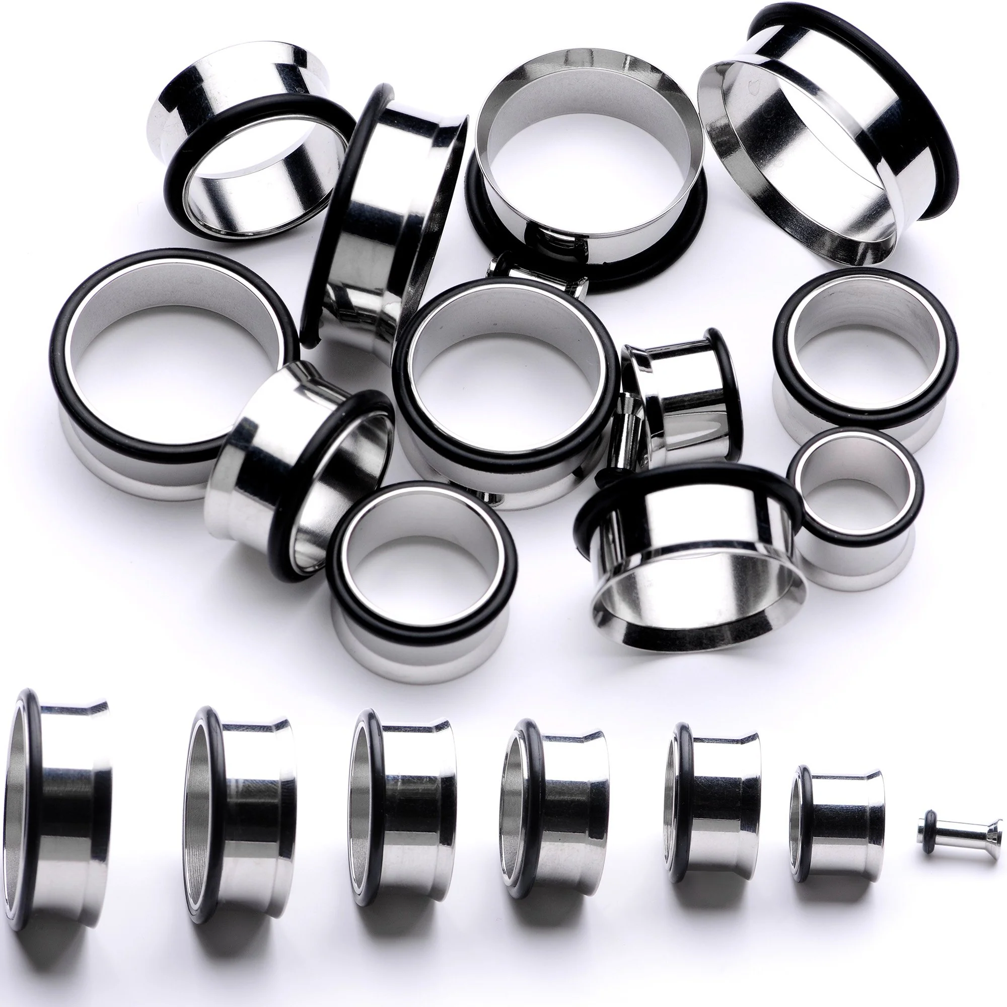 Stainless Steel Single Flare Tunnel Plug Set Available in Sizes  8G to 1 - Image 2