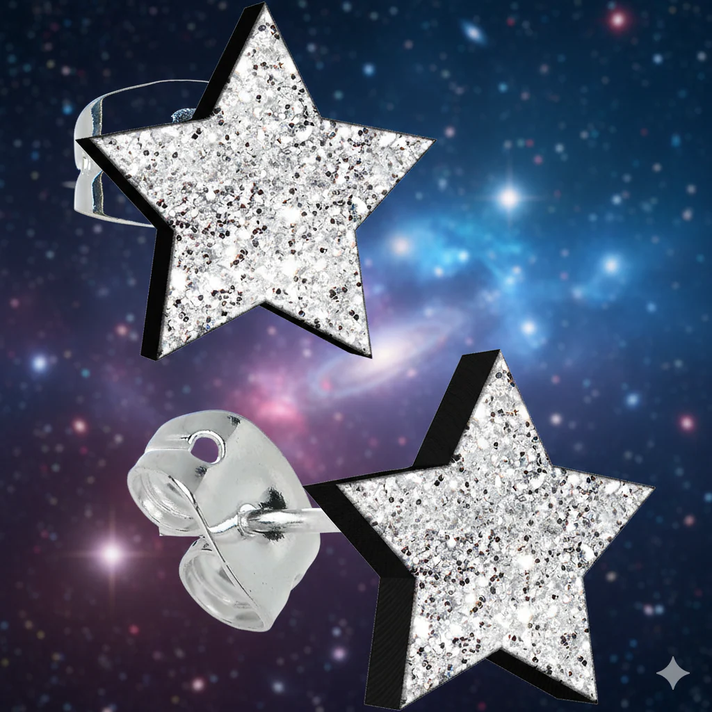 Starstruck Sparkle Glitter Star Stud Earrings - Image 2