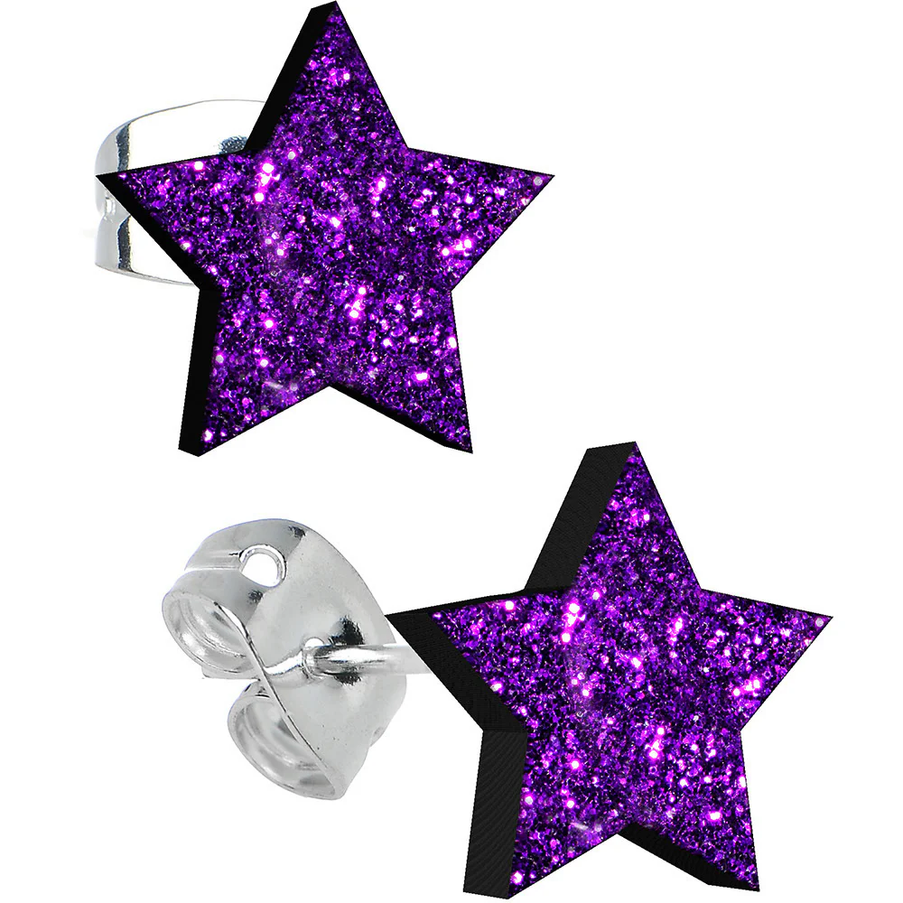 Starstruck Sparkle Glitter Star Stud Earrings - Image 4