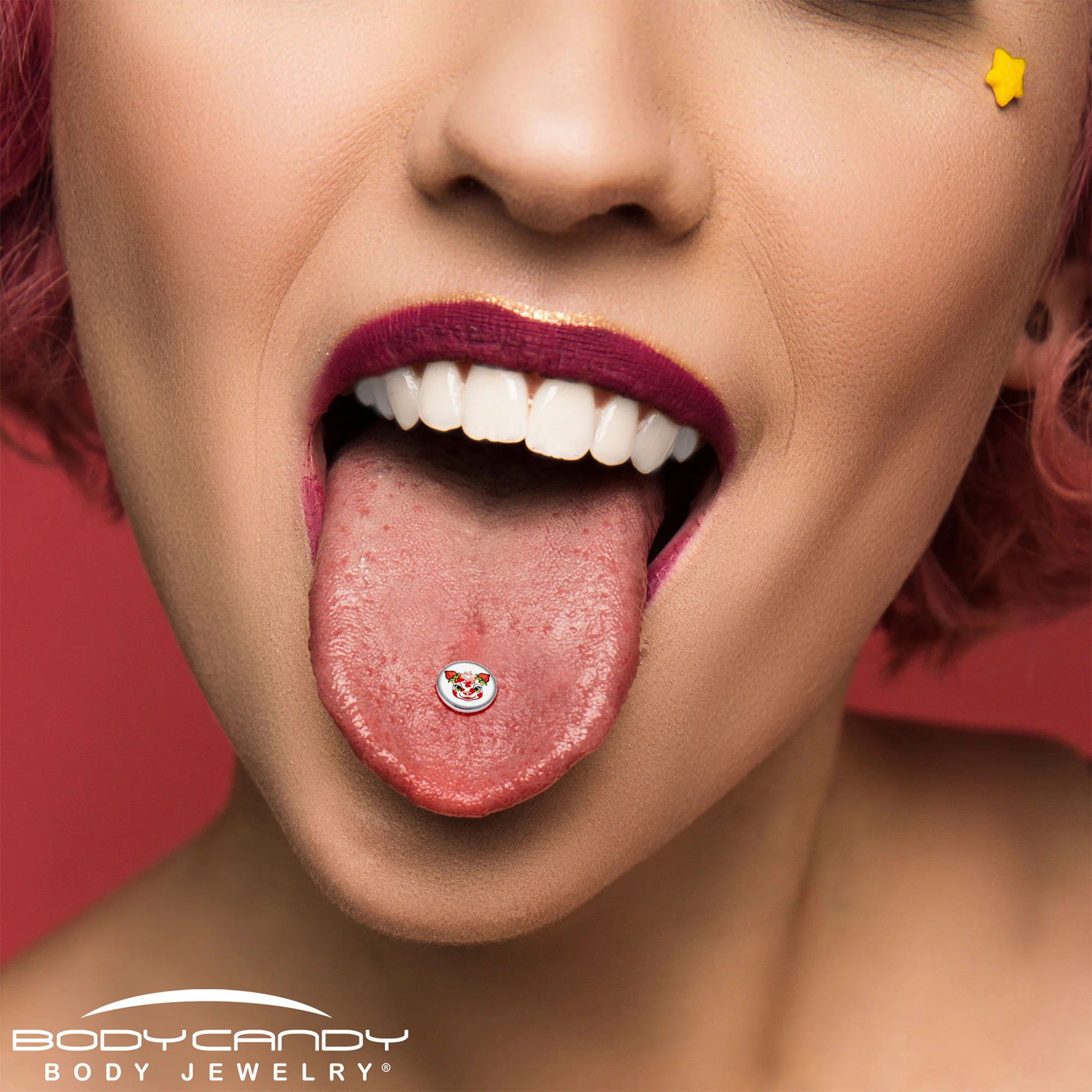 Stawberry Cow Barbell Tongue Ring by Onyx O - Image 6