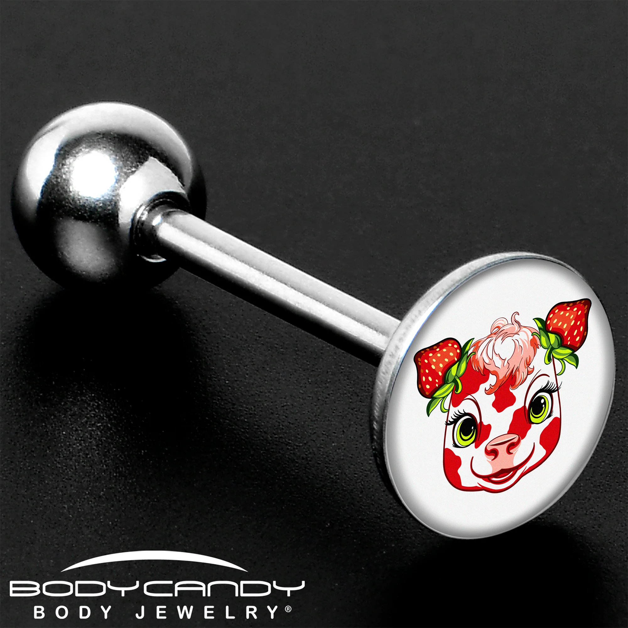 Stawberry Cow Barbell Tongue Ring by Onyx O - Image 7