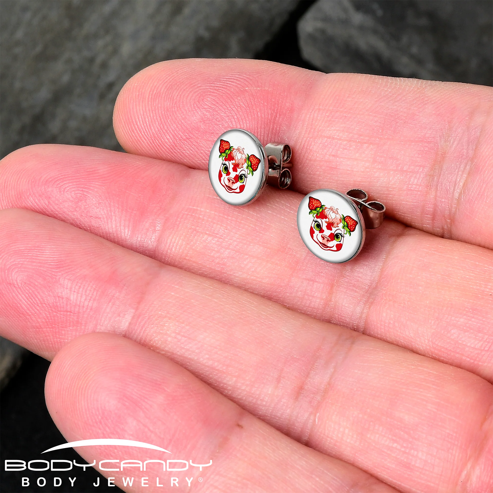 Stawberry Cow Stud Earrings by Onyx O - Image 2