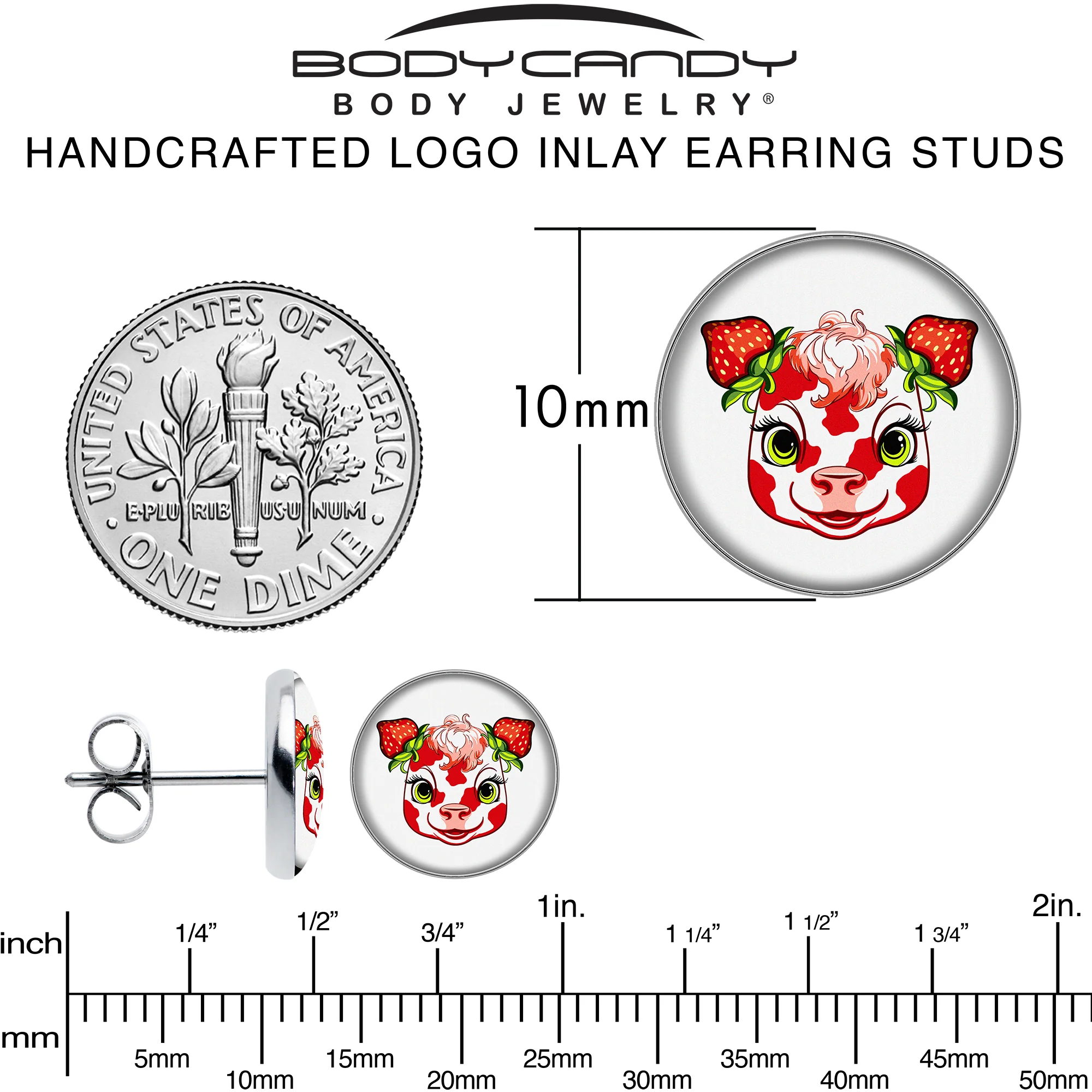 Stawberry Cow Stud Earrings by Onyx O - Image 6