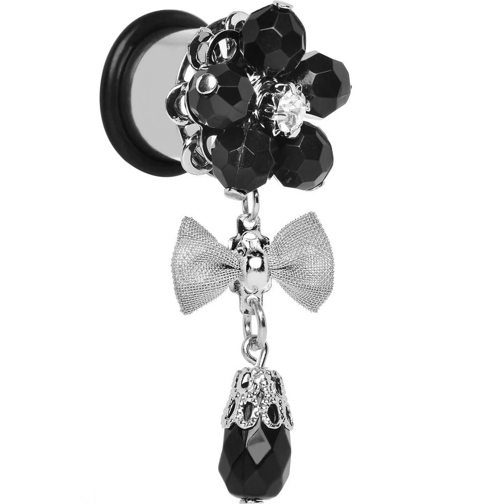 Steel Black Flower Mesh Bow Dangle Plug Sizes 5mm to 12mm - Image 8