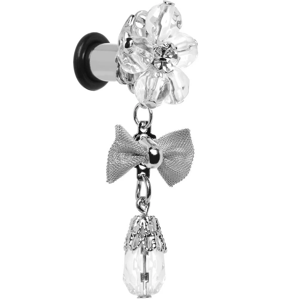 Steel Clear Flower Mesh Bow Dangle Plug Sizes 5mm to 12mm - Image 6