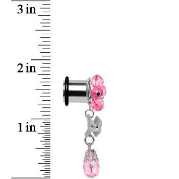 Steel Pink Flower Mesh Bow Dangle Plug Sizes 5mm to 12mm - Image 4