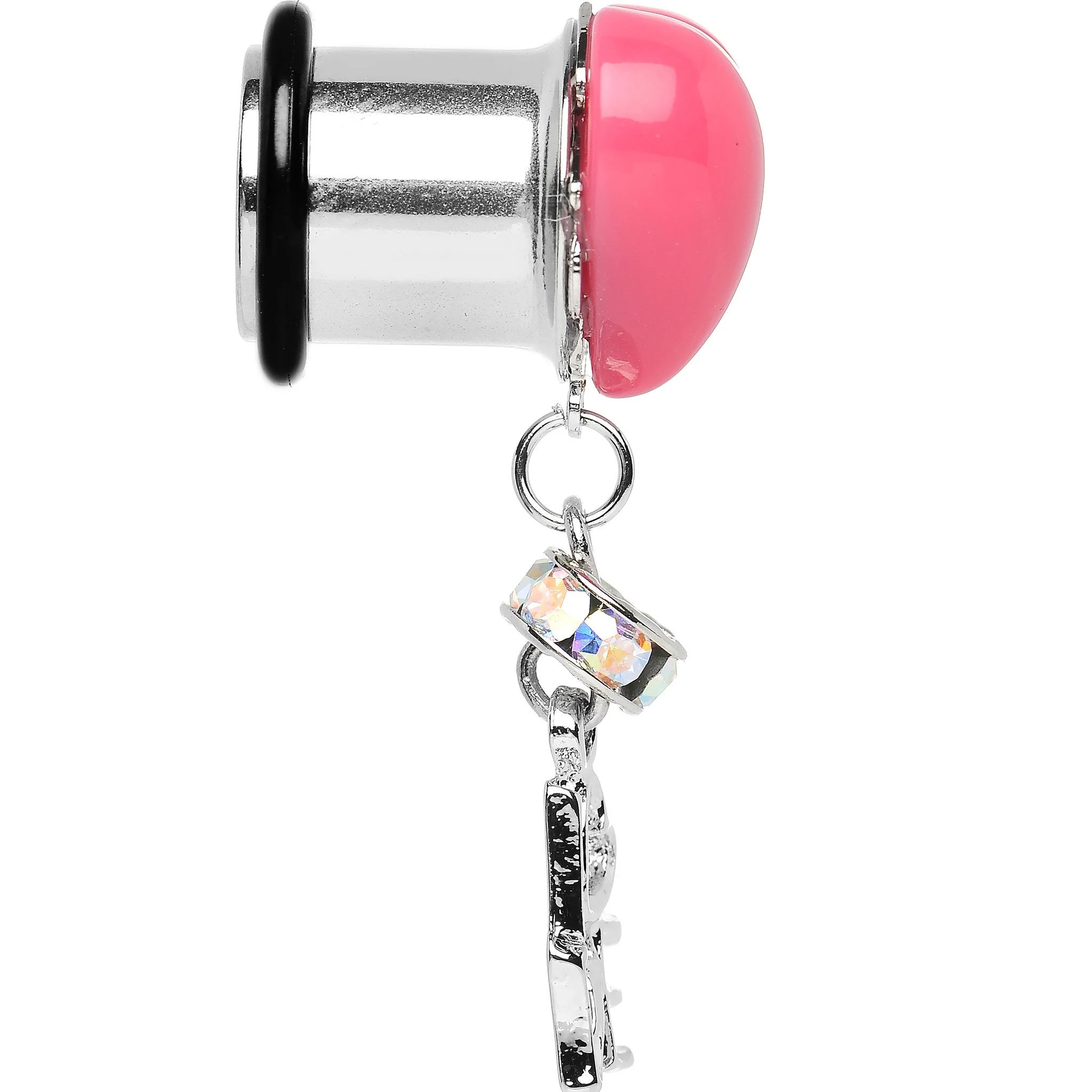 Steel Pink Heart Love Dangle Plug Sizes 5mm to 12mm - Image 3