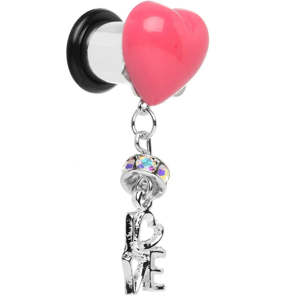 Steel Pink Heart Love Dangle Plug Sizes 5mm to 12mm - Image 5