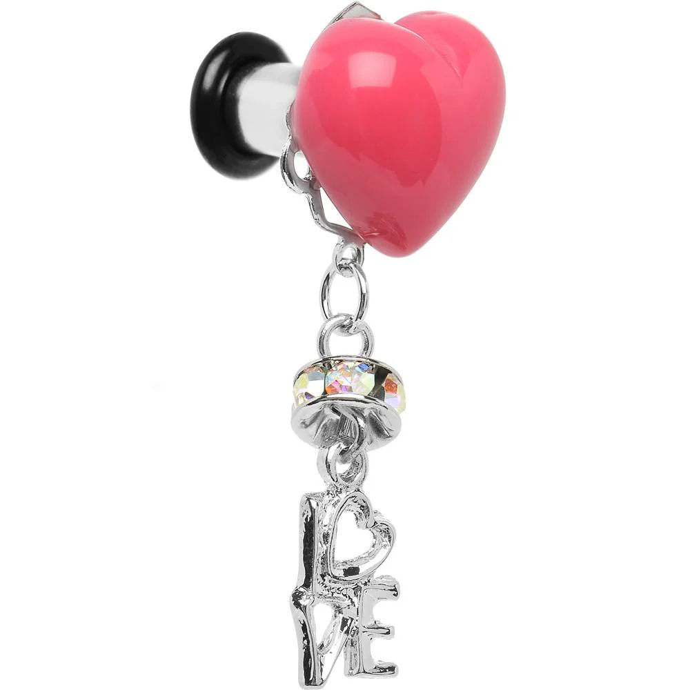Steel Pink Heart Love Dangle Plug Sizes 5mm to 12mm - Image 6
