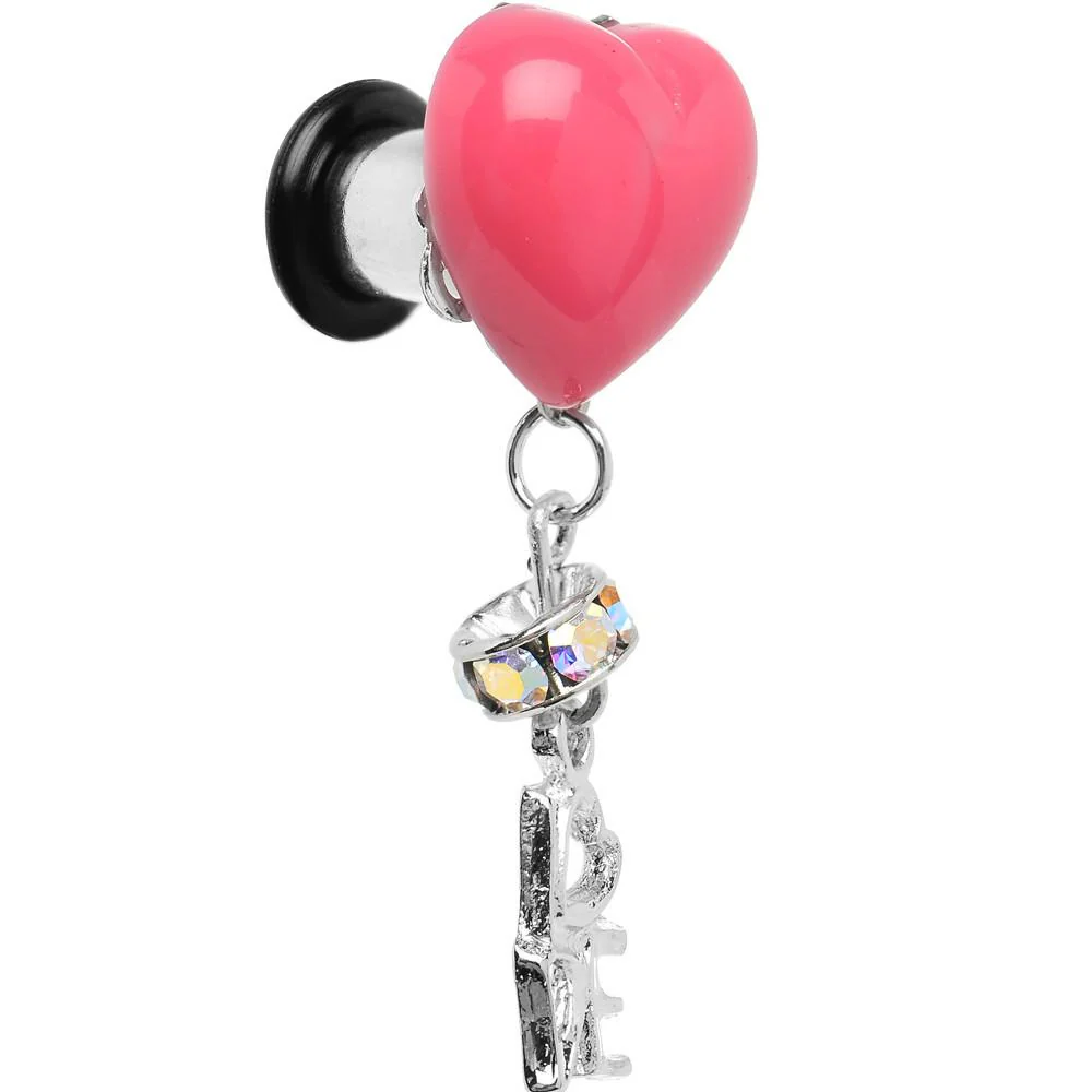 Steel Pink Heart Love Dangle Plug Sizes 5mm to 12mm - Image 7