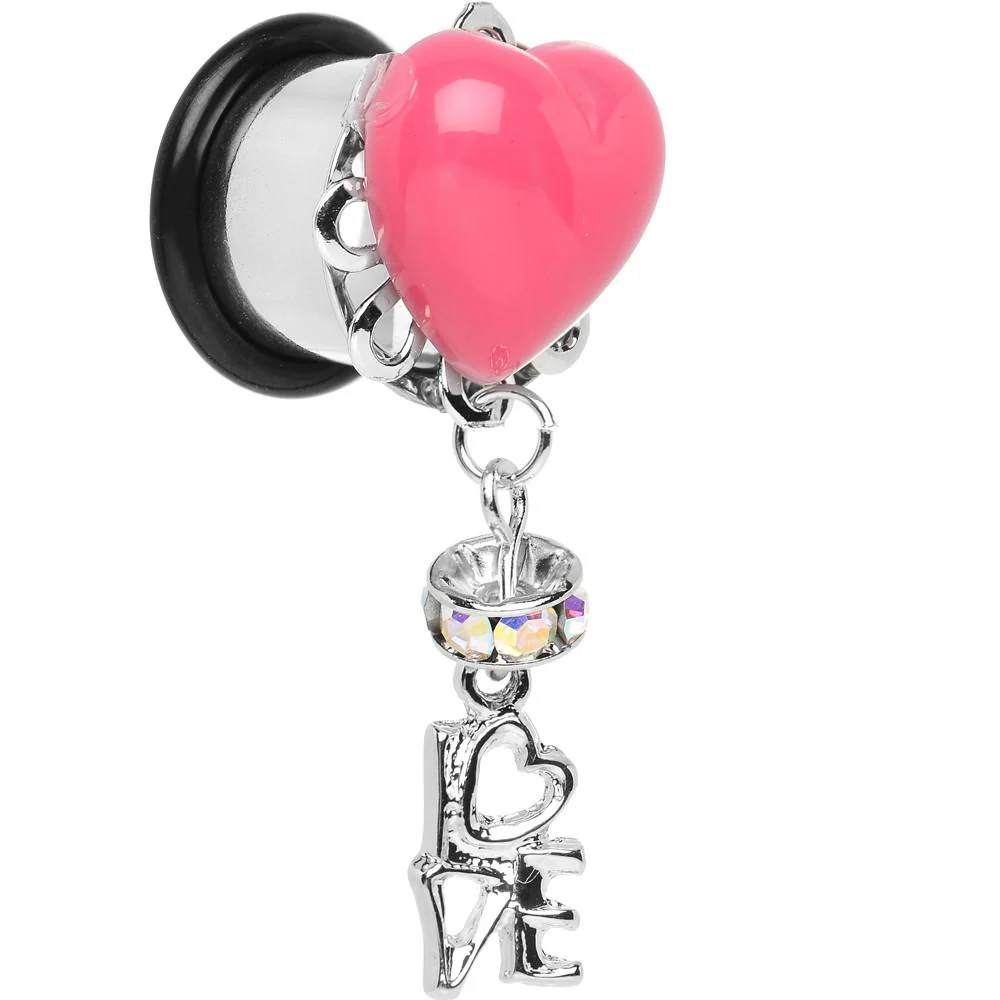 Steel Pink Heart Love Dangle Plug Sizes 5mm to 12mm - Image 8