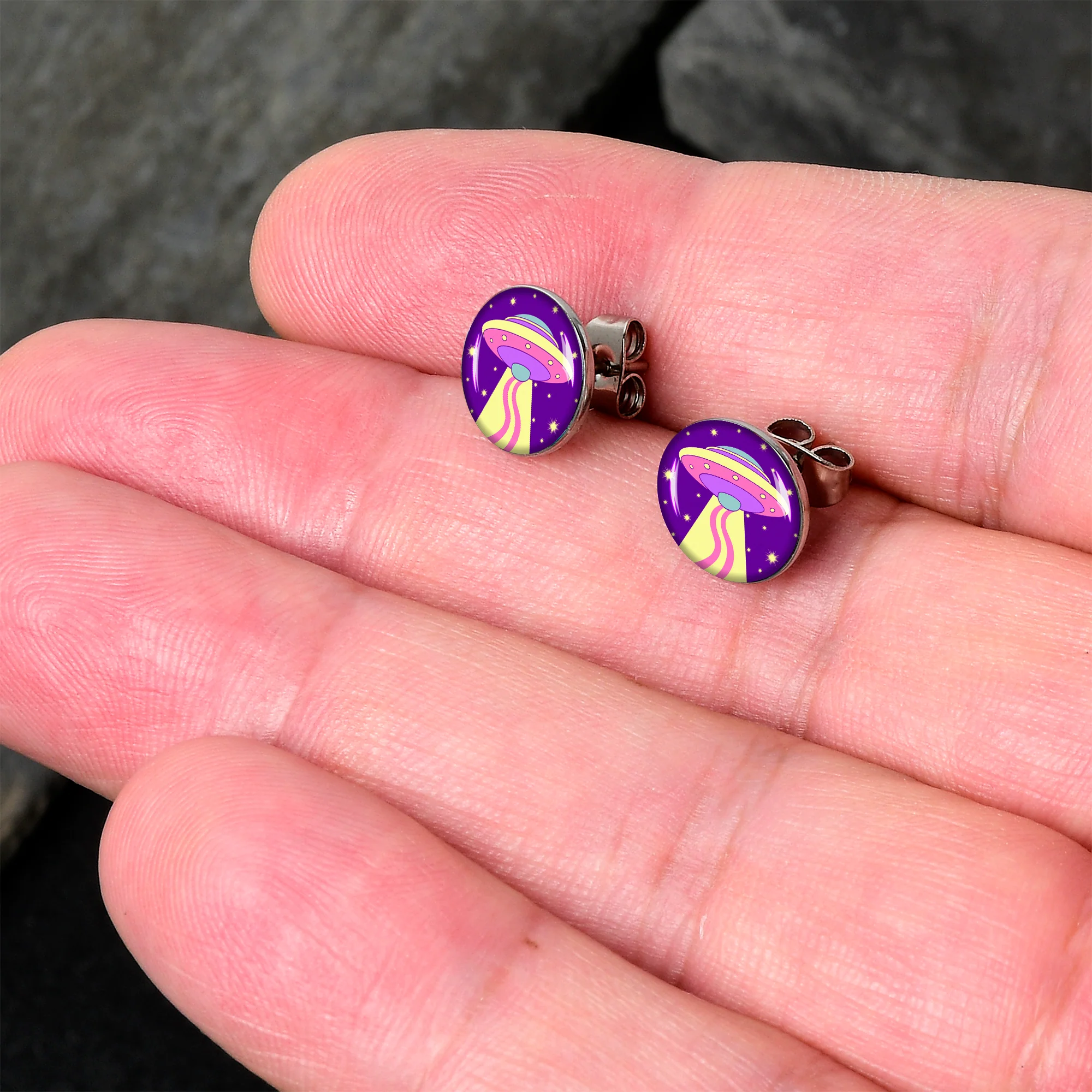 Style Space Invasion UFO Stud Earrings by Onyx O - Image 2