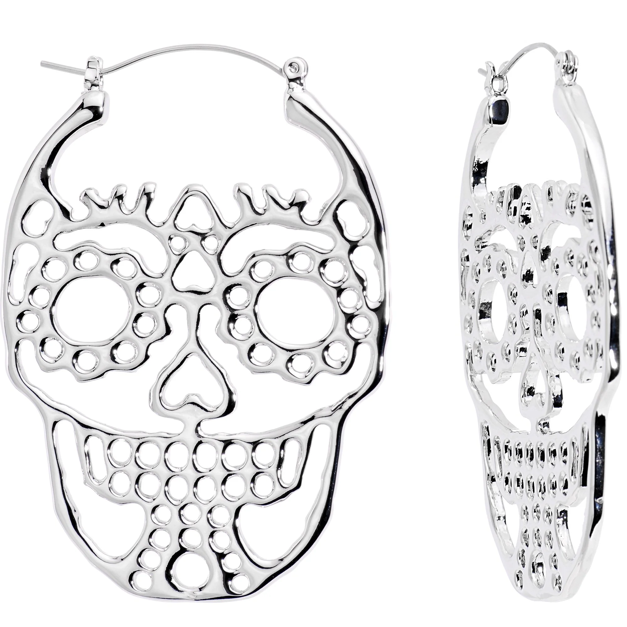 Sugar Skull Cutout Tunnel Plug Earrings - Image 2