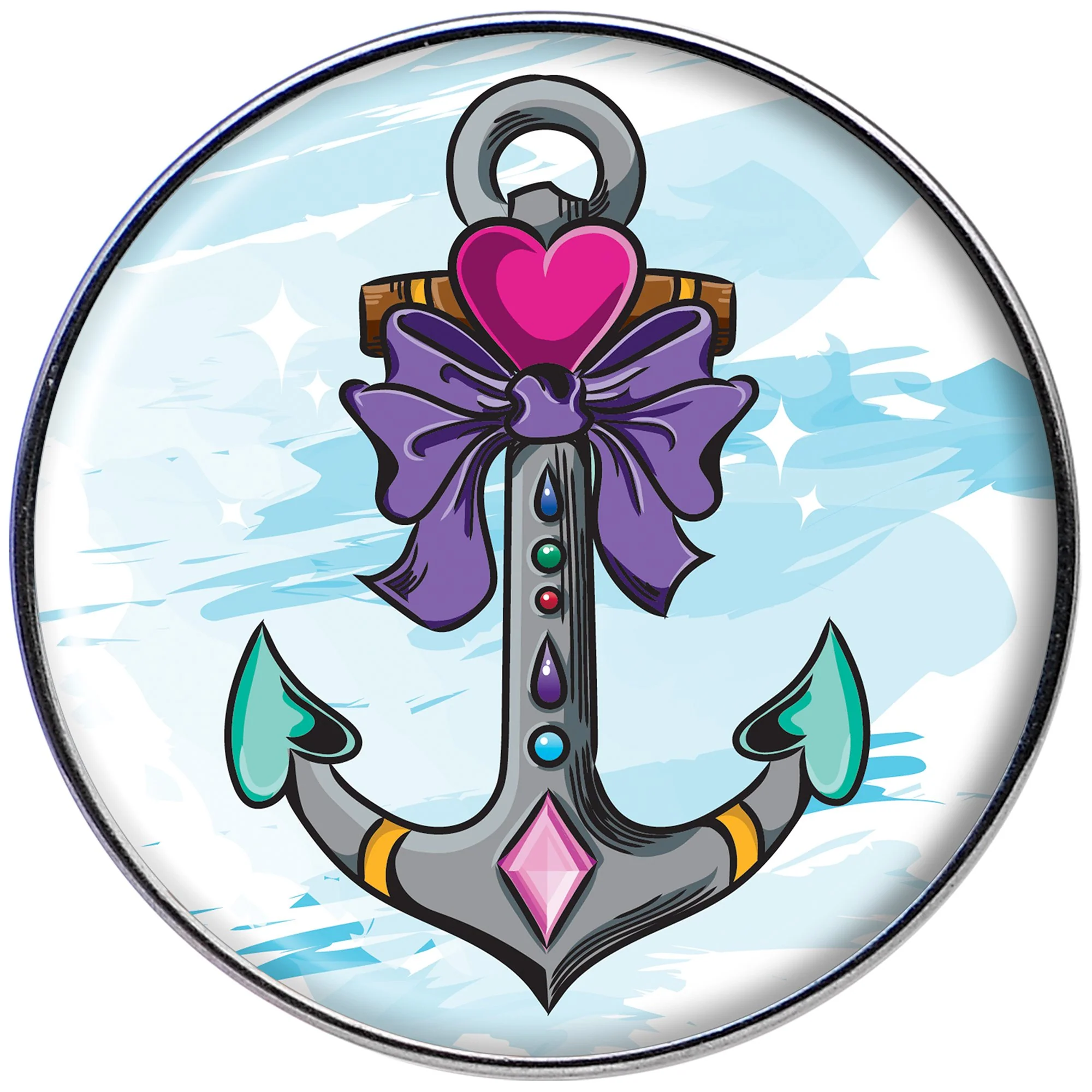 Girly Girl Love Heart Nautical Anchor Cartilage Earring - Image 2
