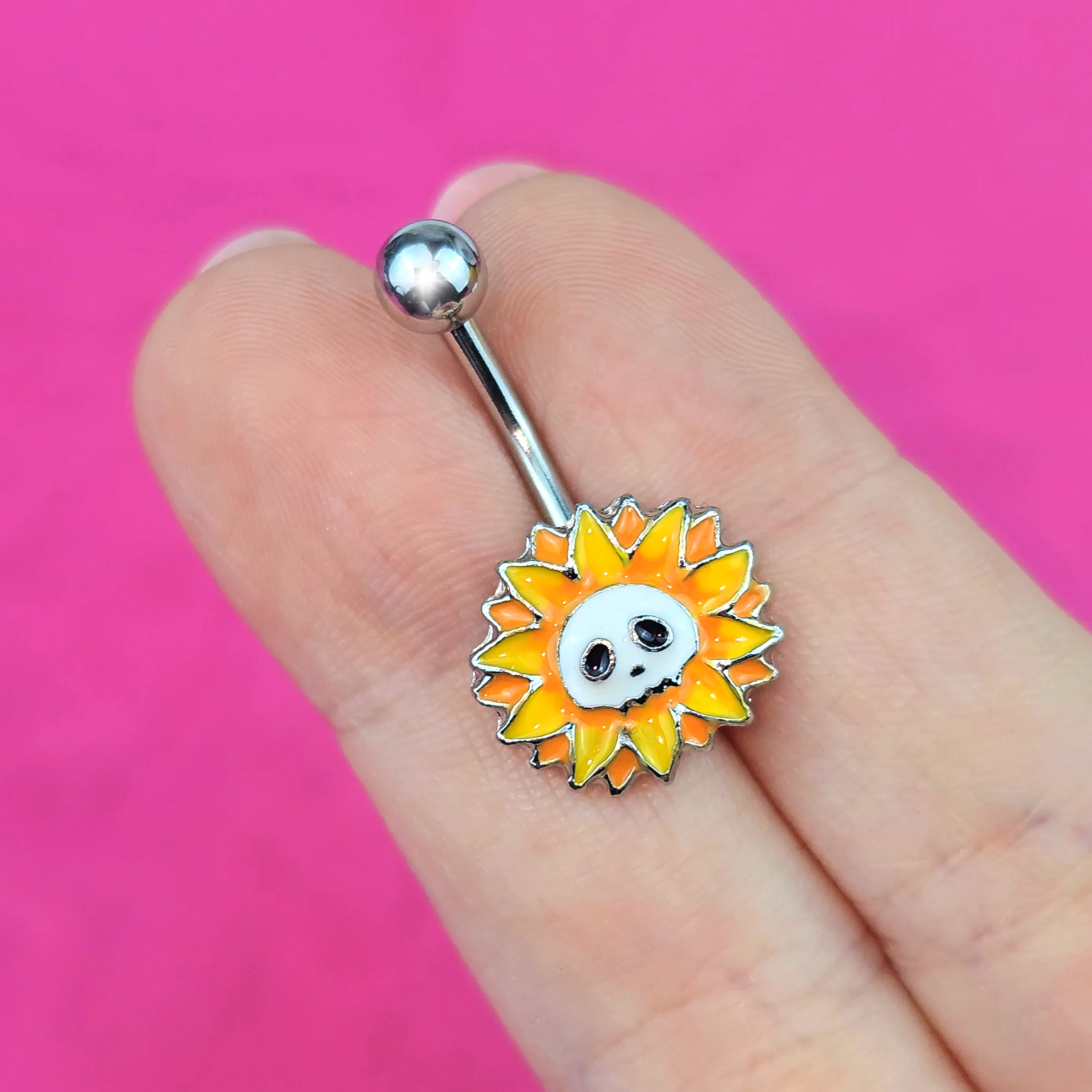 Sunflower Skull Belly Ring - Image 3