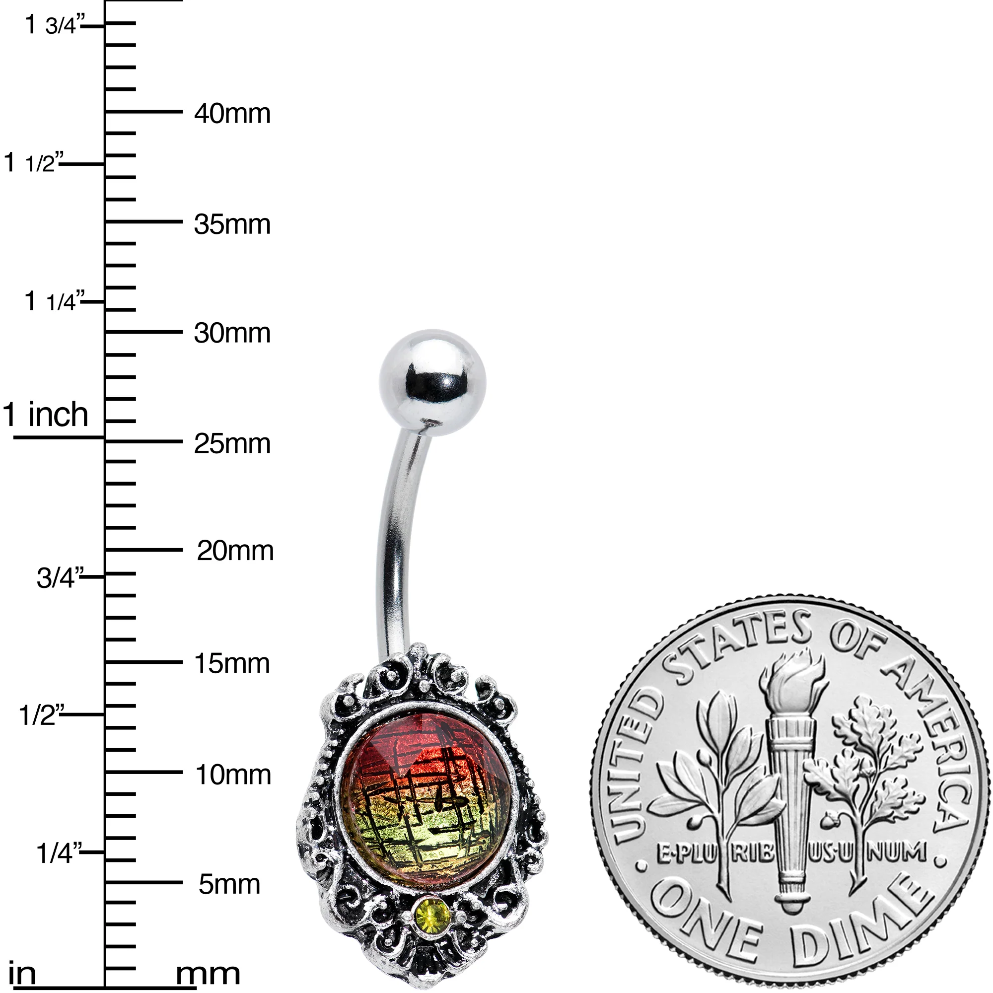Sunset Tourmaline Orb Belly Ring - Image 2