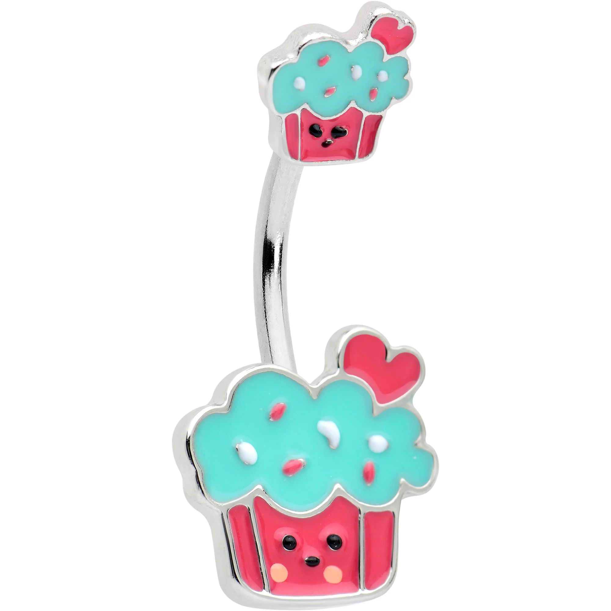 Sydney Belle Girlfriend Collection Sweet Happy Cupcake Pink Blue Double Mount Belly Ring - Image 10