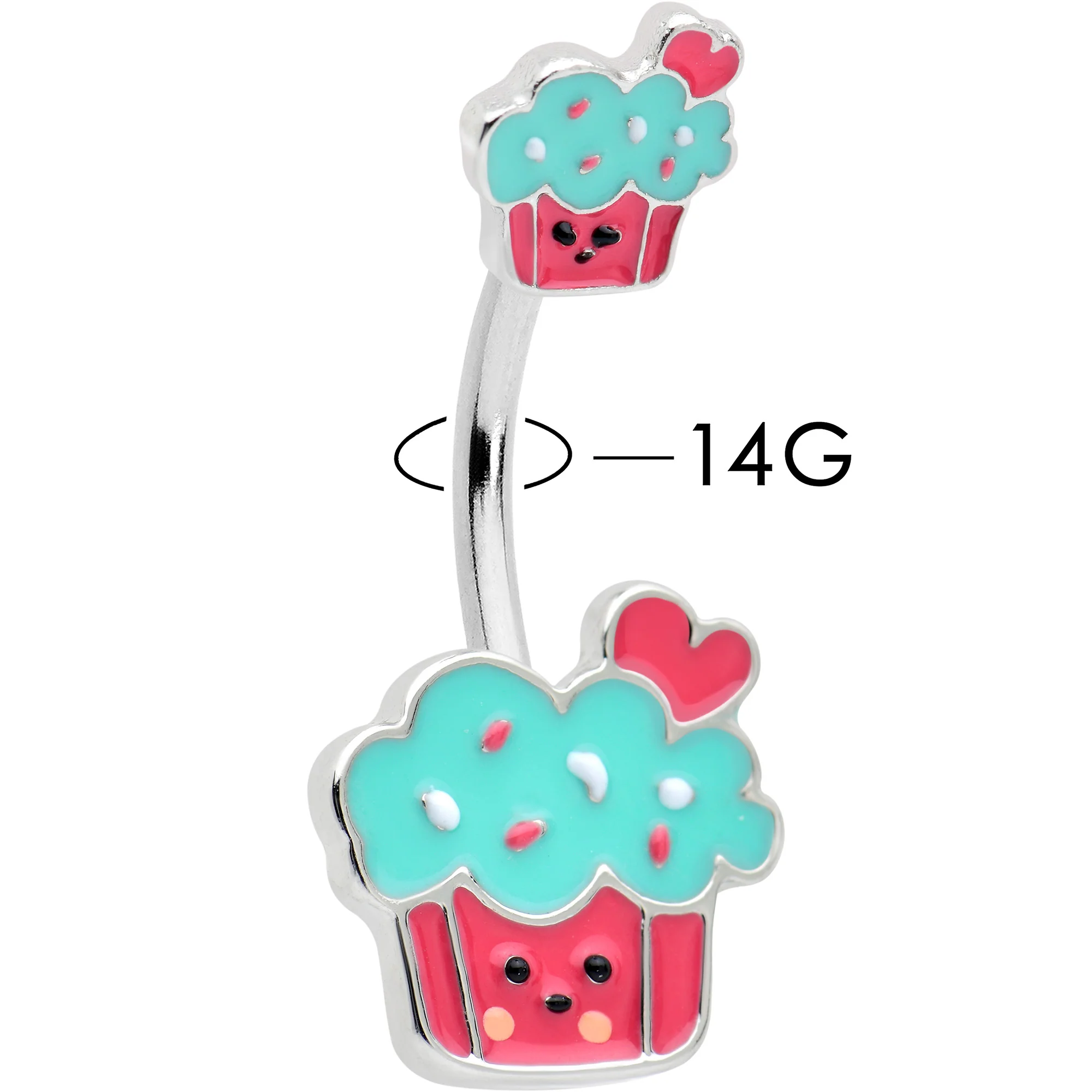Sydney Belle Girlfriend Collection Sweet Happy Cupcake Pink Blue Double Mount Belly Ring - Image 12