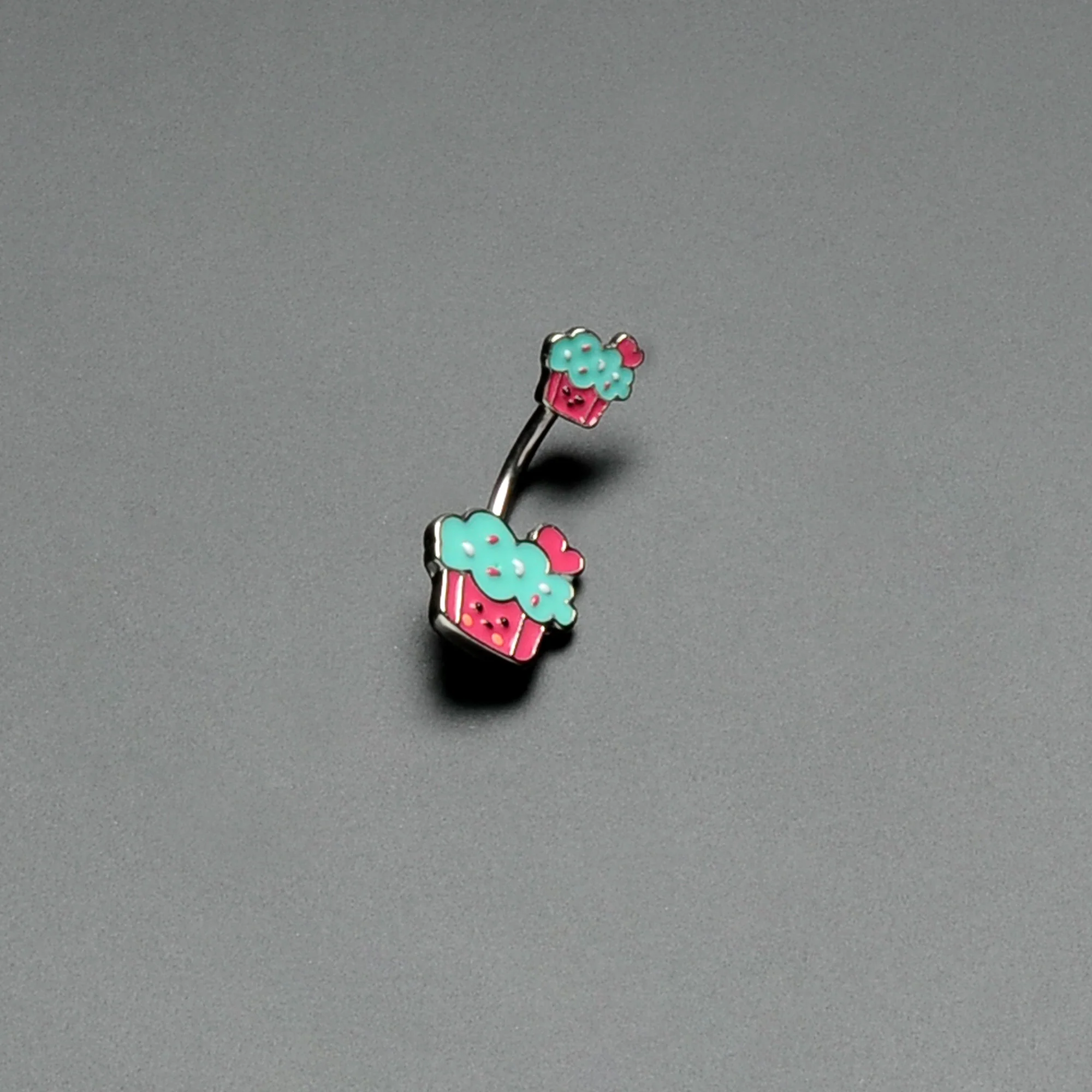 Sydney Belle Girlfriend Collection Sweet Happy Cupcake Pink Blue Double Mount Belly Ring - Image 6