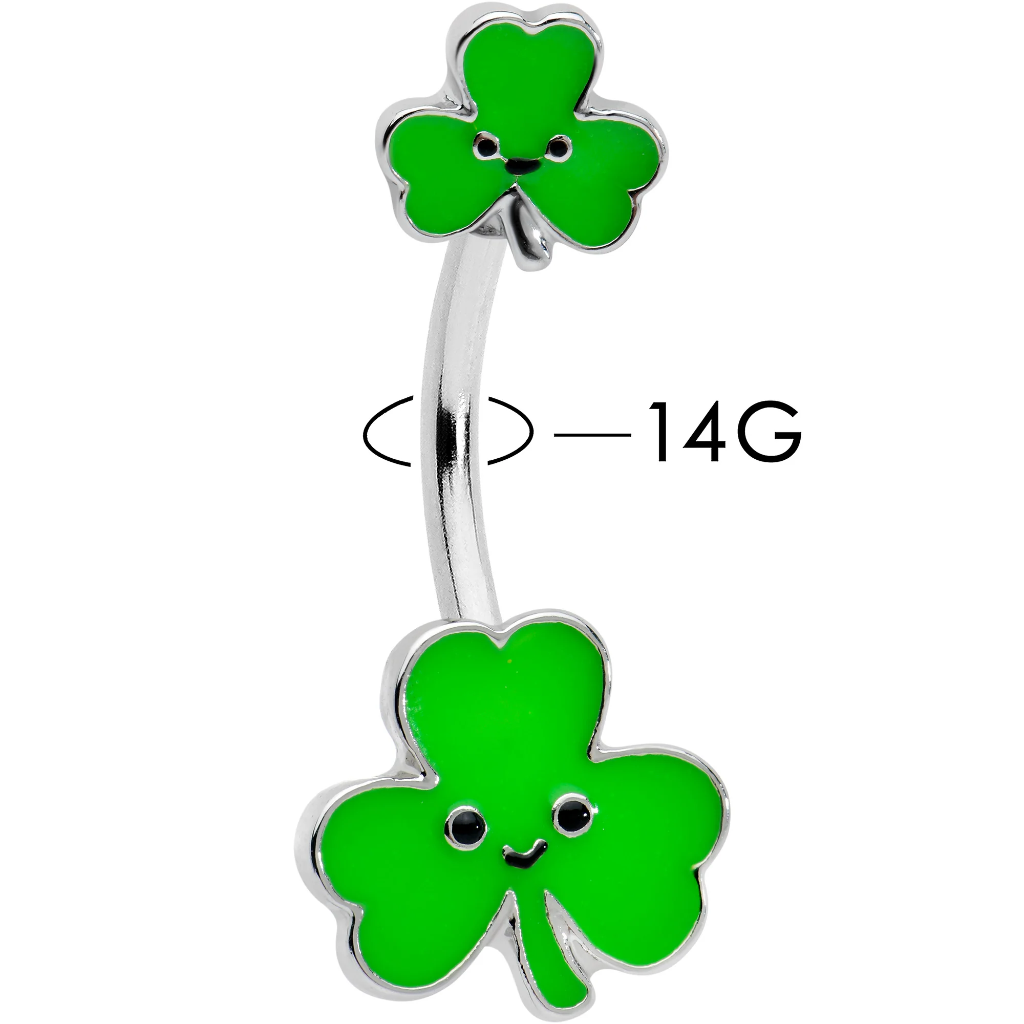 Sweet Happy Shamrocks St Patricks Day Double Mount Belly Ring - Image 2