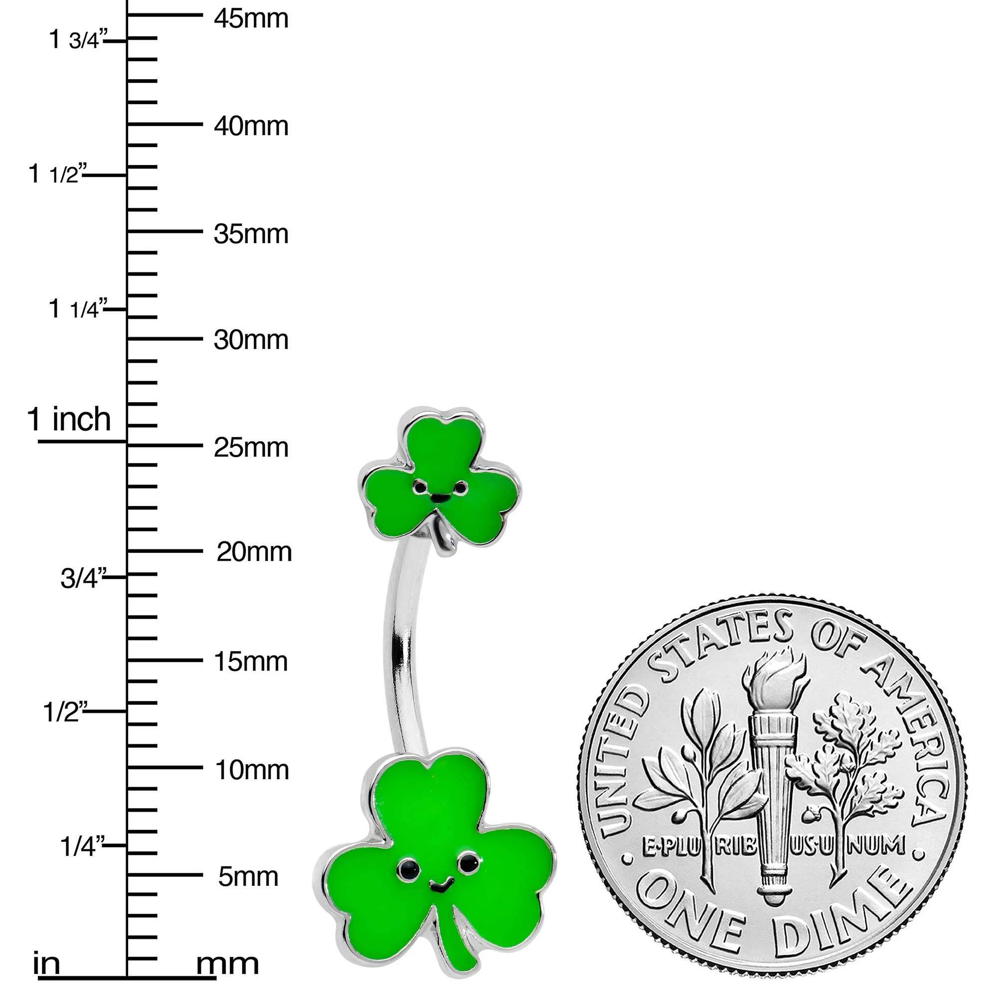 Sweet Happy Shamrocks St Patricks Day Double Mount Belly Ring - Image 3