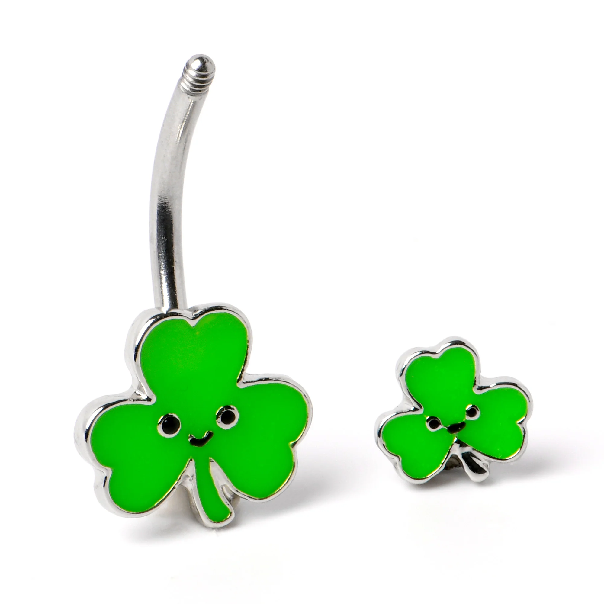 Sweet Happy Shamrocks St Patricks Day Double Mount Belly Ring - Image 5