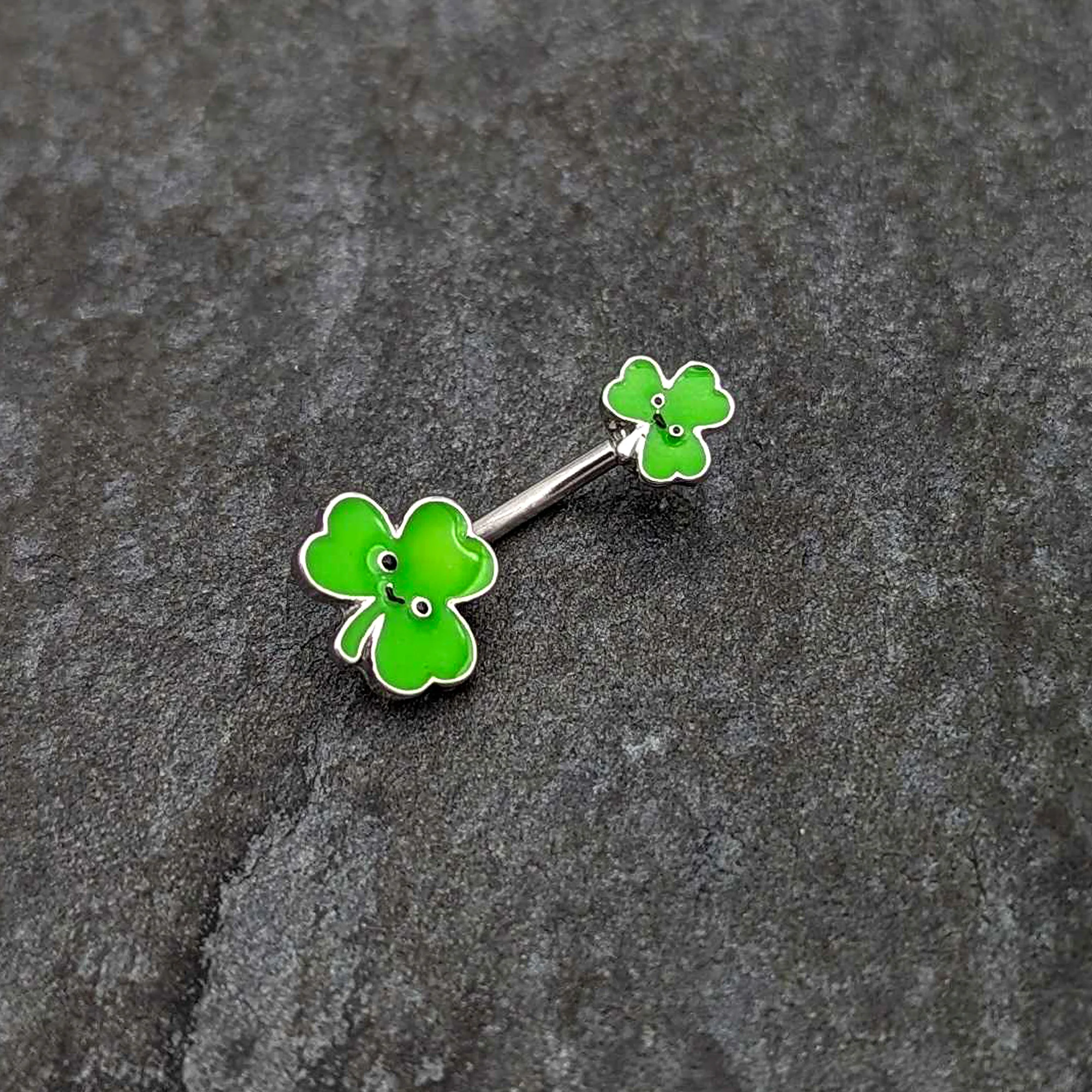 Sweet Happy Shamrocks St Patricks Day Double Mount Belly Ring - Image 6