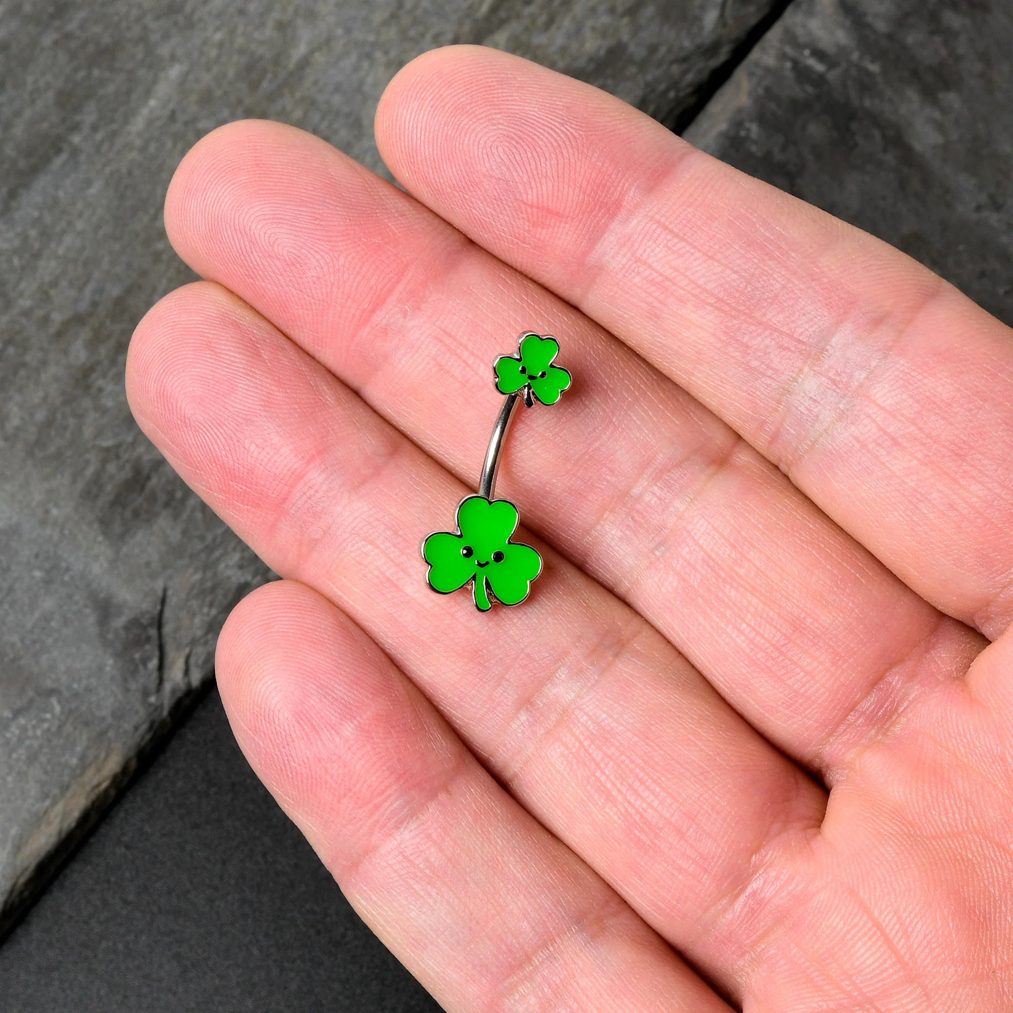 Sweet Happy Shamrocks St Patricks Day Double Mount Belly Ring - Image 7