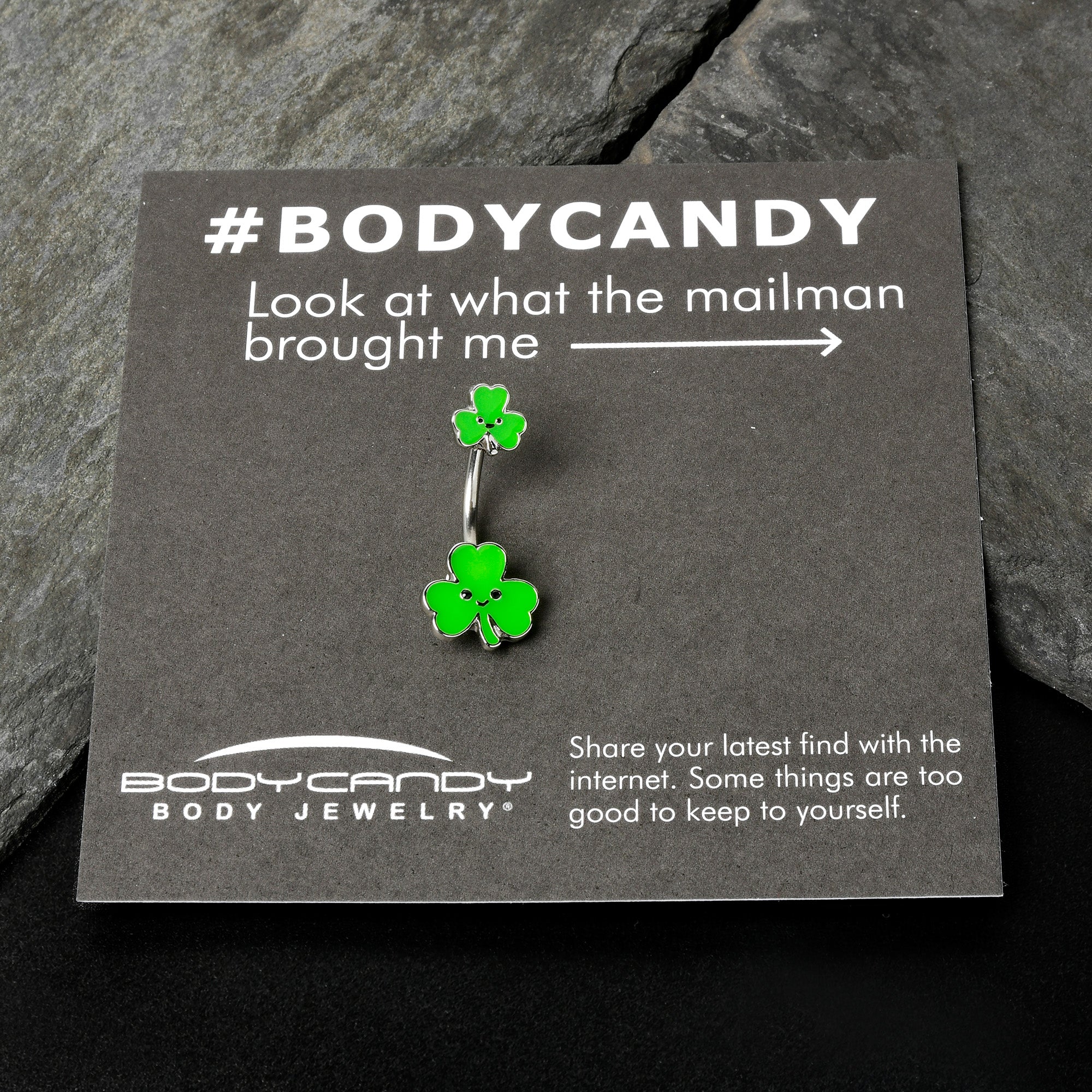 Sweet Happy Shamrocks St Patricks Day Double Mount Belly Ring - Image 8