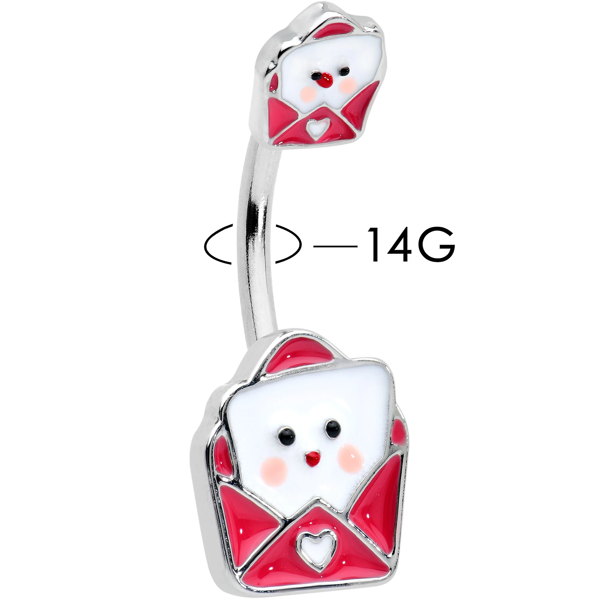 Sweet Love Letter Valentines Day Double Mount Belly Ring - Image 2