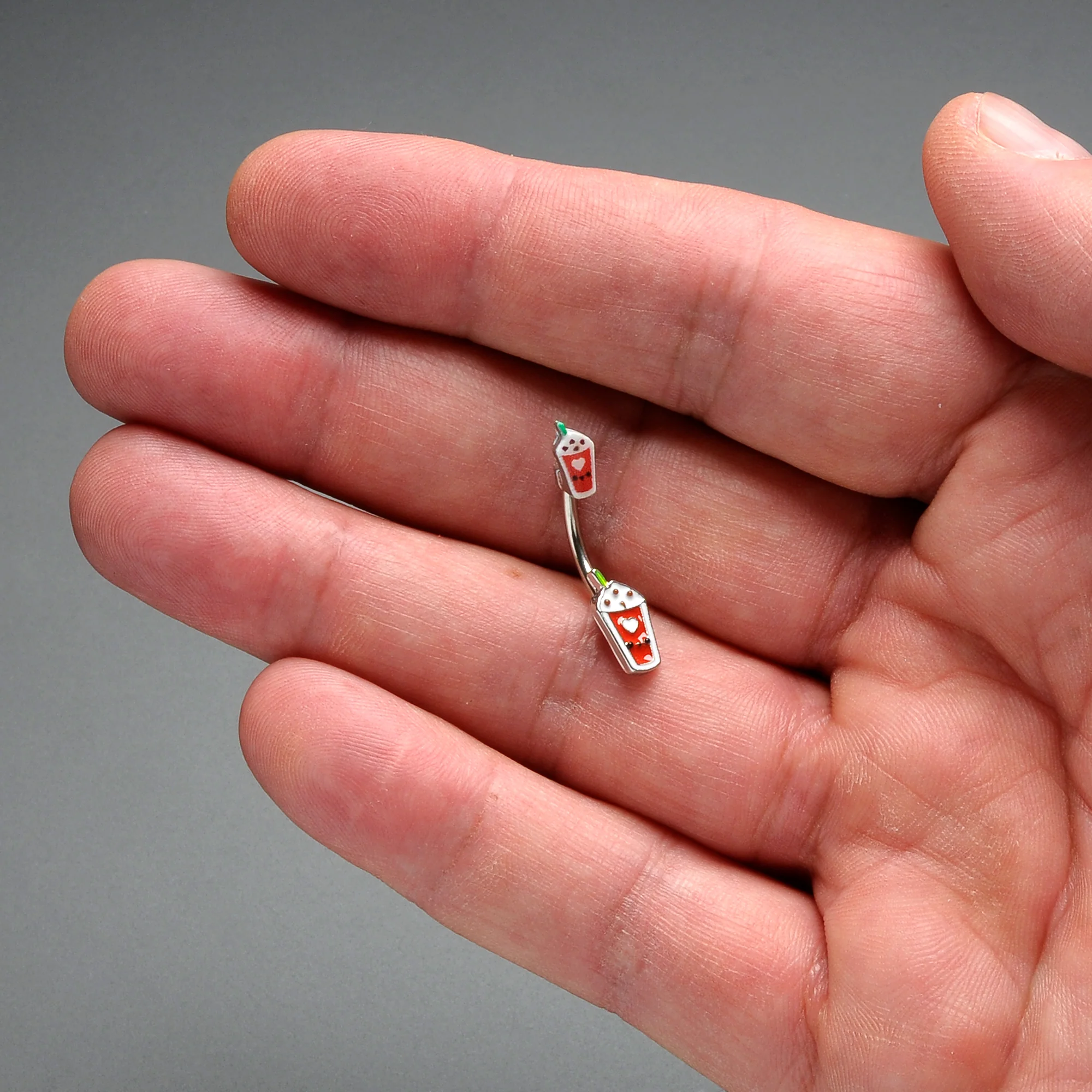 Sweet Pumpkin Frappe Autumn Double Mount Belly Ring - Image 2