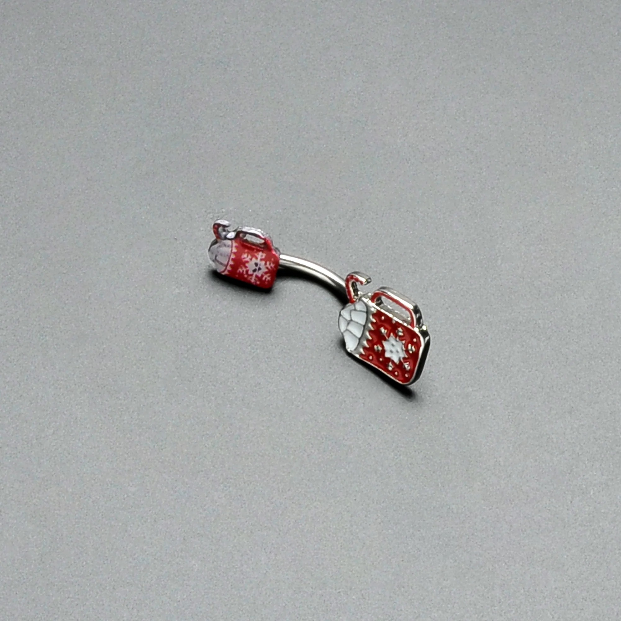 Sweet Red Hot Cocoa Marshmallow Holiday Double Mount Belly Ring - Image 5