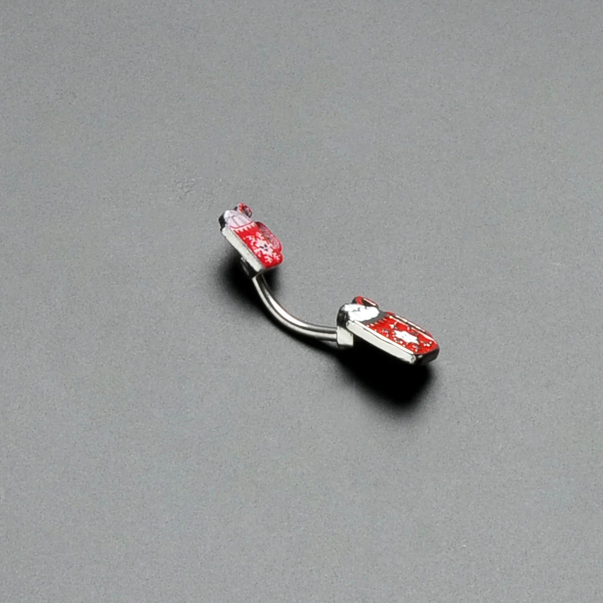 Sweet Red Hot Cocoa Marshmallow Holiday Double Mount Belly Ring - Image 7