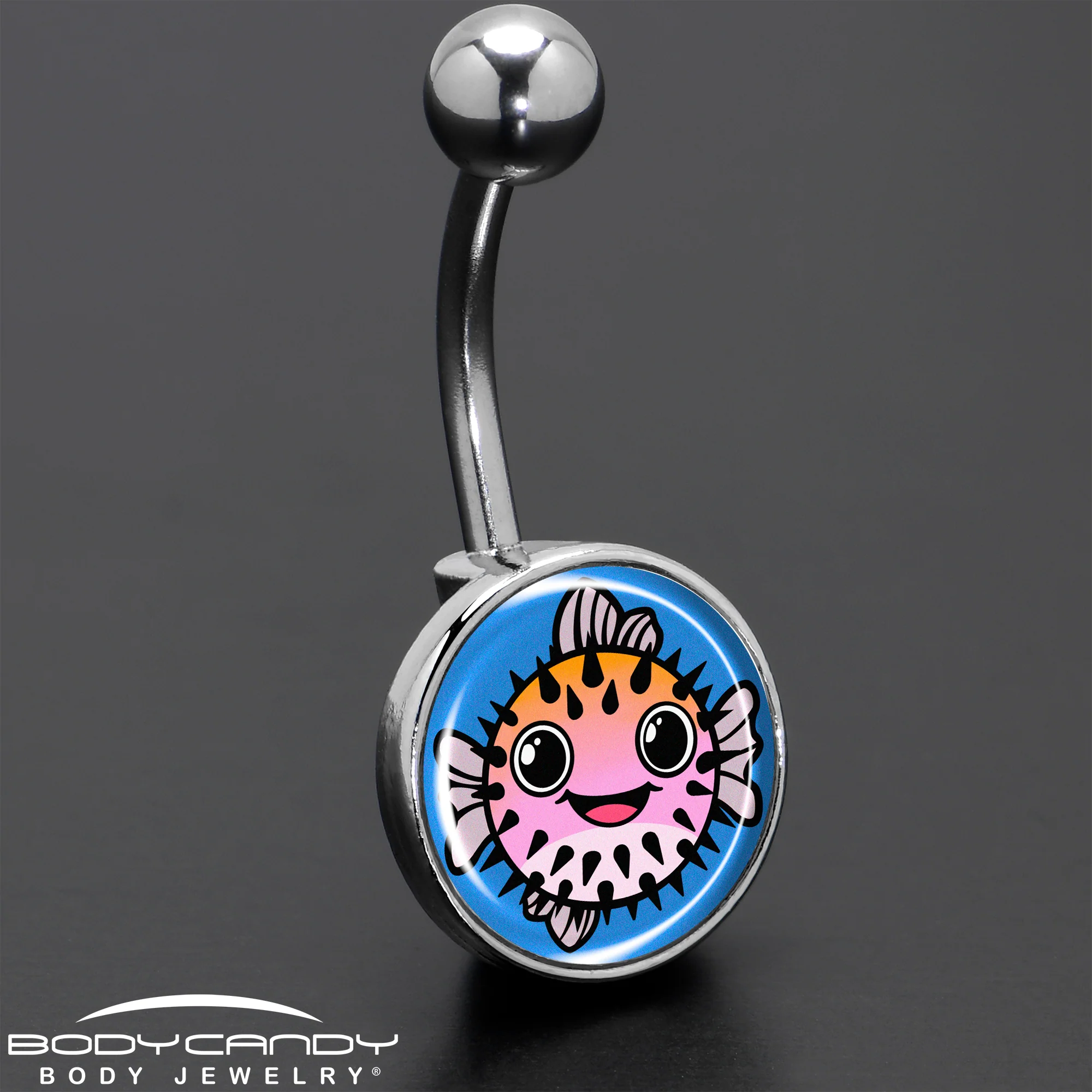 Swimming Pink Pufferfish Belly Ring by Onyx O - Image 8