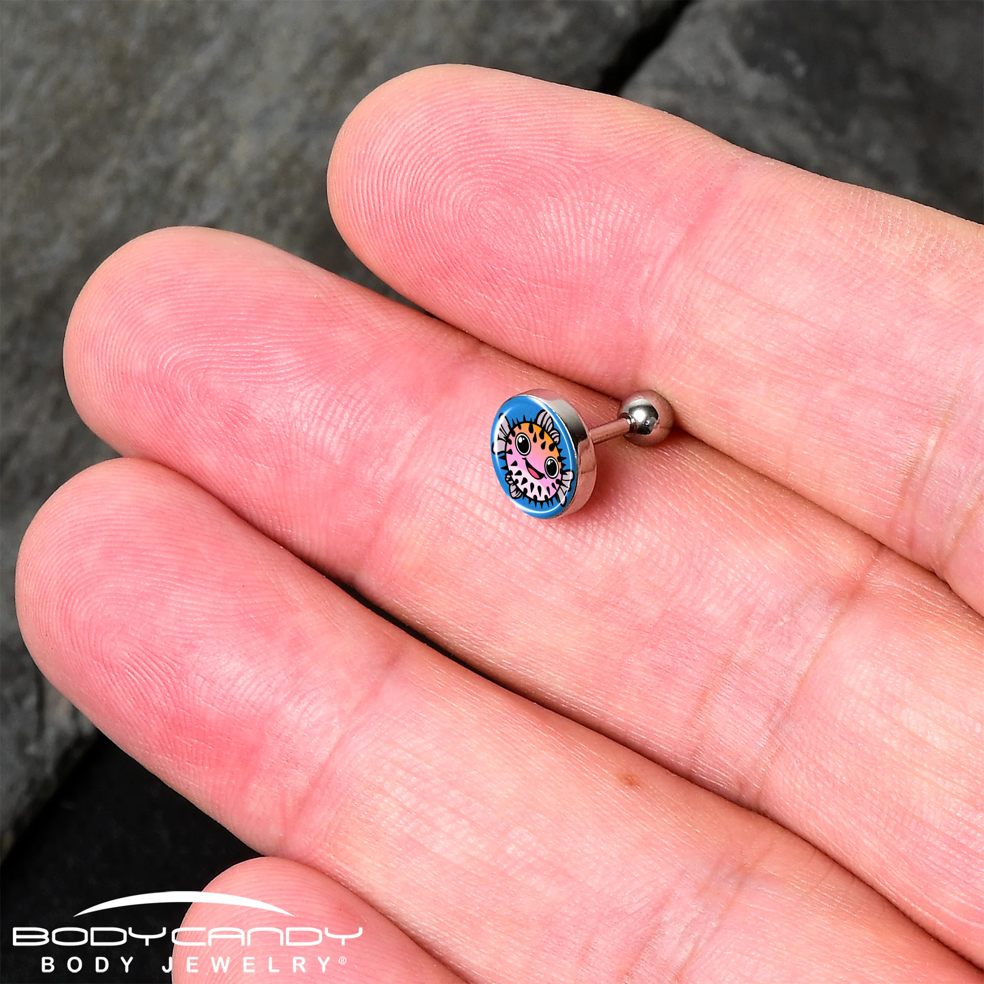 16G 1/4 Swimming Pufferfish Tragus Cartilage Earring by Onyx O - Image 2