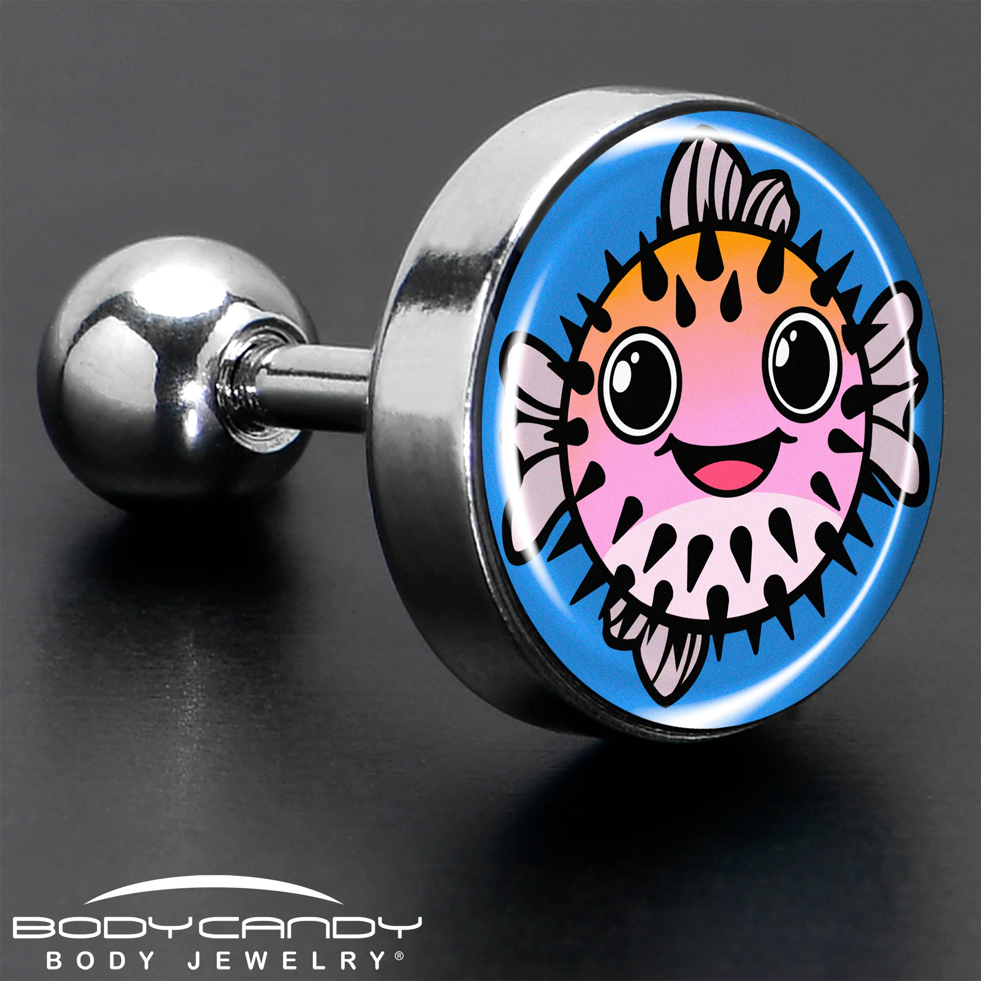 16G 1/4 Swimming Pufferfish Tragus Cartilage Earring by Onyx O - Image 7