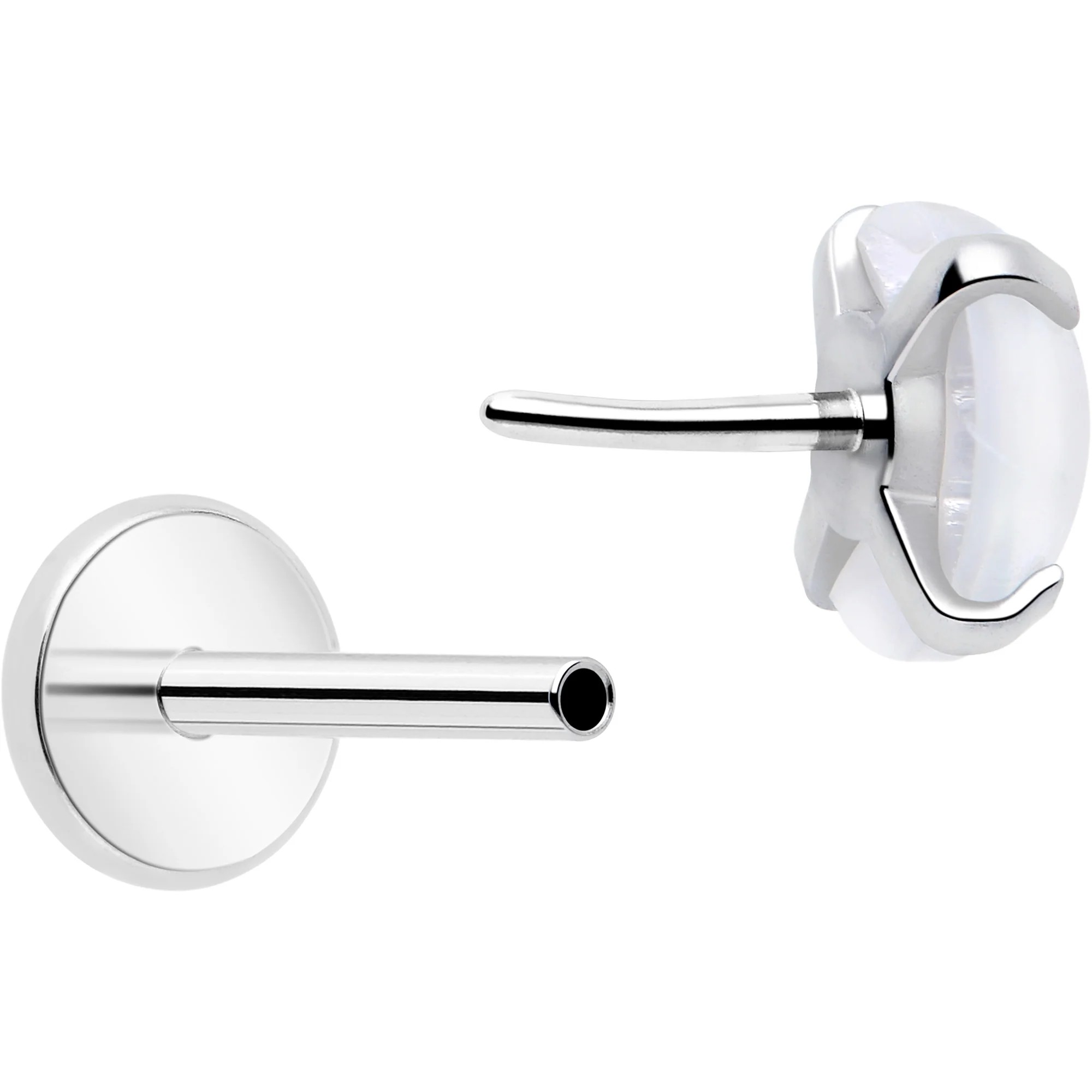 4mm Synthetic Opal Threadless Flat Back Earrings - Image 4
