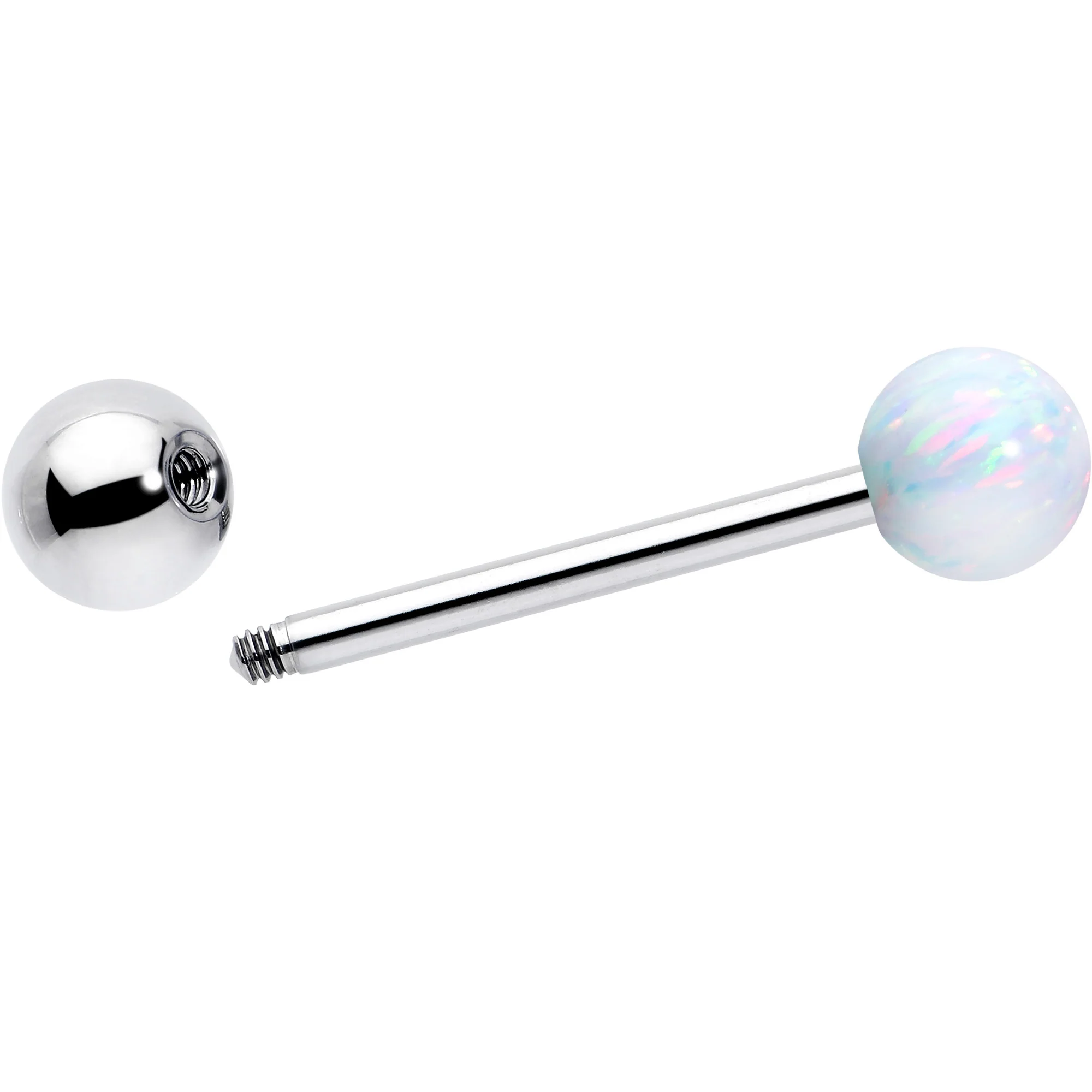 Synthetic Opal Hypoallergenic Titanium Barbell Tongue Ring - Image 2