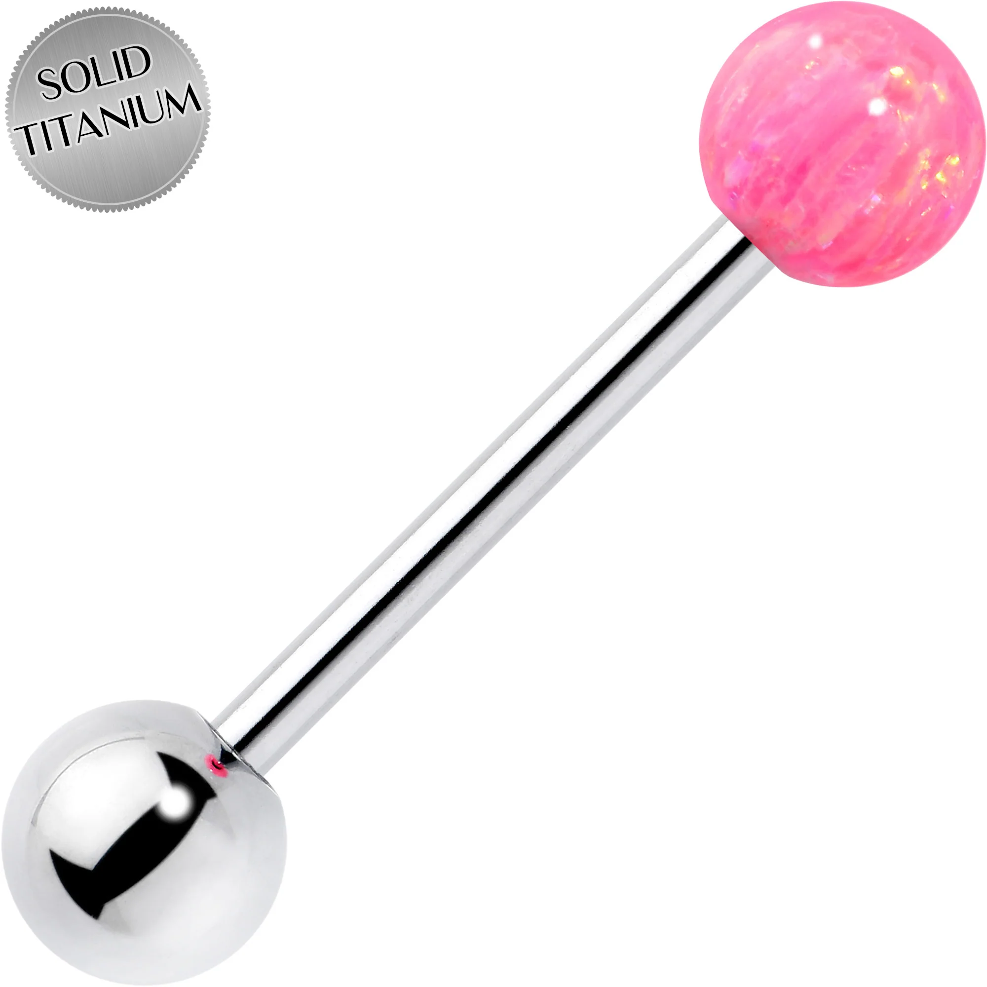 Synthetic Opal Hypoallergenic Titanium Barbell Tongue Ring - Image 8