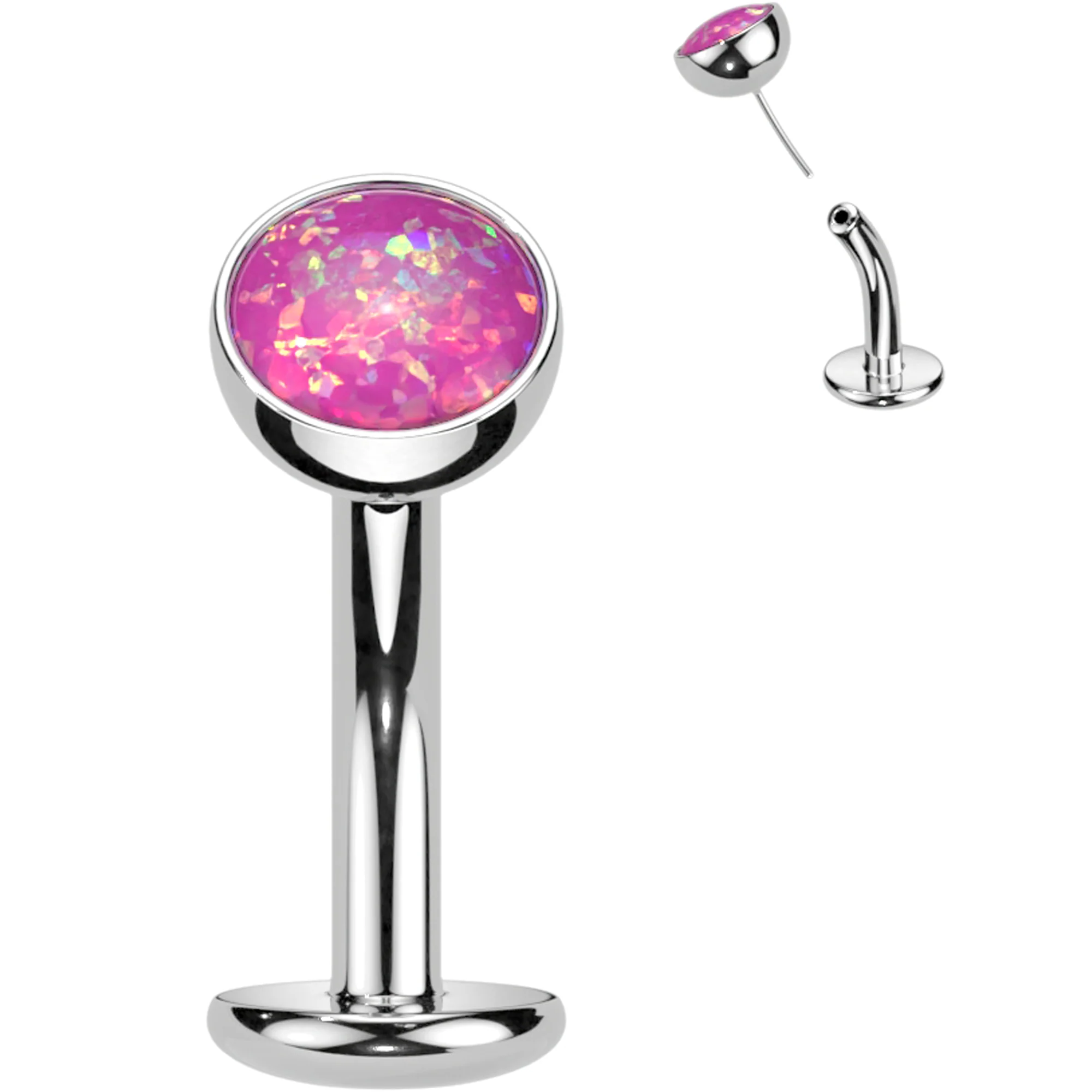 Synthetic Opal Titanium Threadless Floating Belly Ring - Image 7