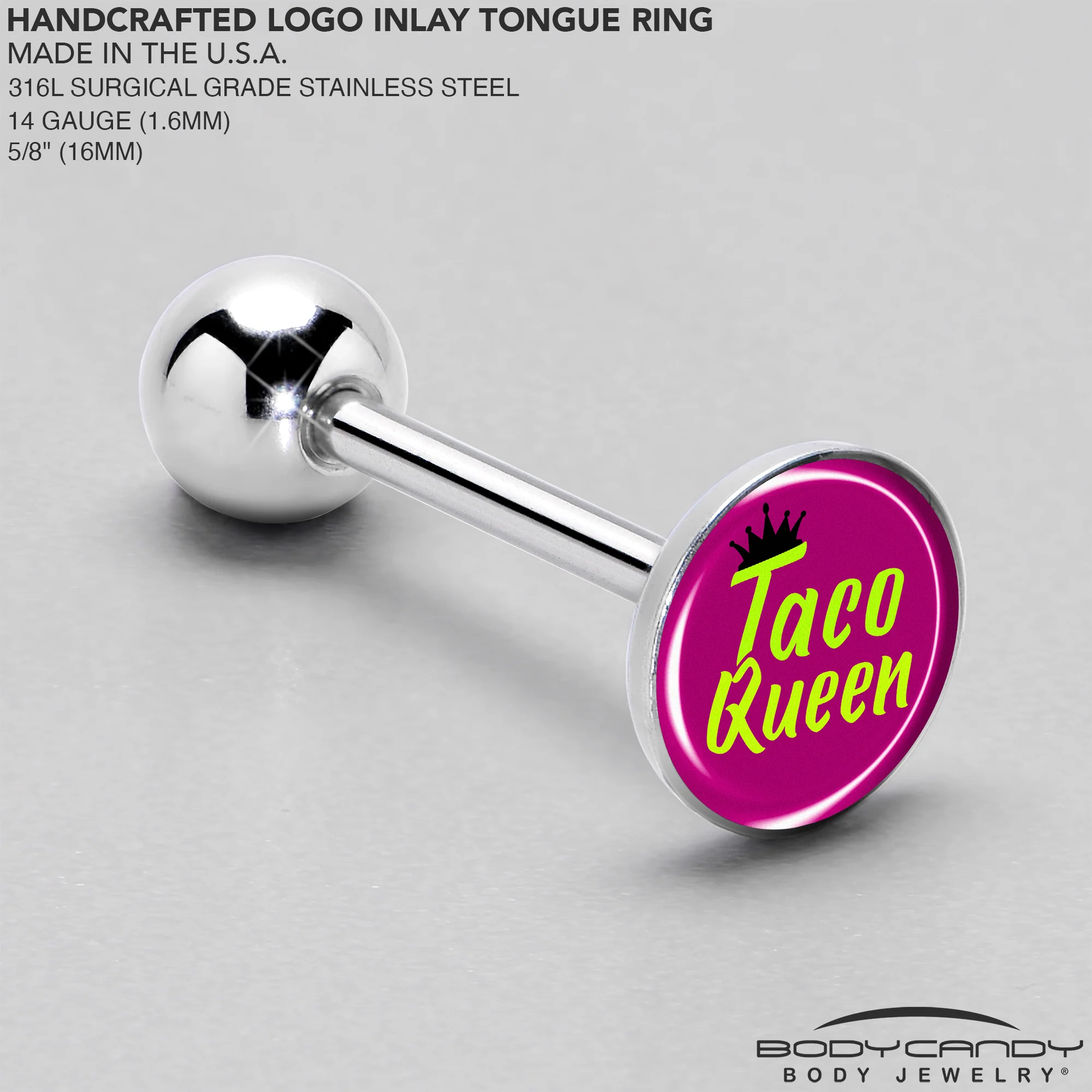 Taco Queen Barbell Tongue Ring by Onyx O - Image 4