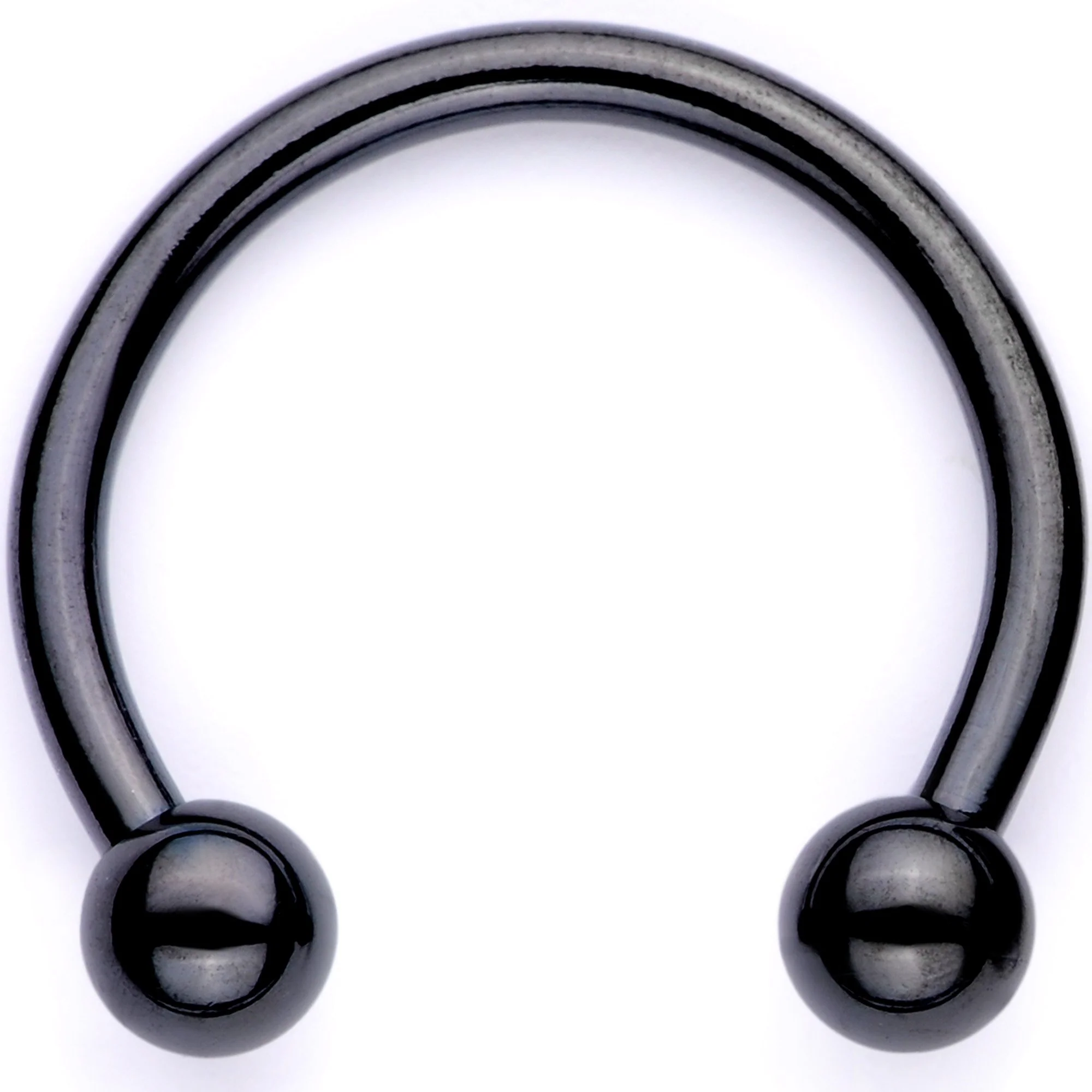 16G 3/8 Teal Faux Opal Black Anodized Horseshoe Closure Ring Set - Image 4