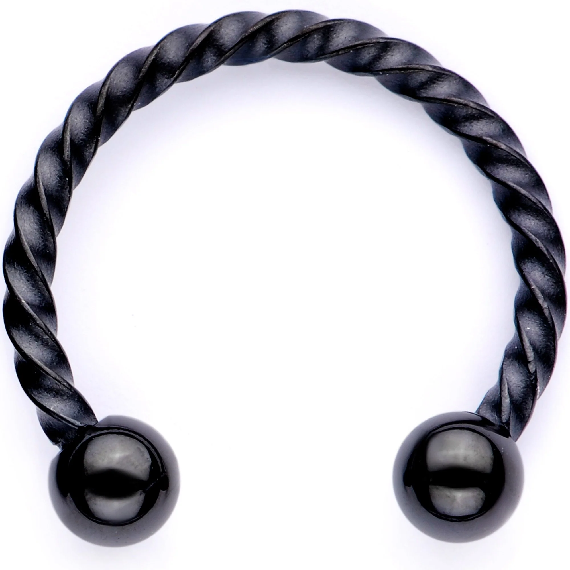 16G 3/8 Teal Faux Opal Black Anodized Horseshoe Closure Ring Set - Image 5