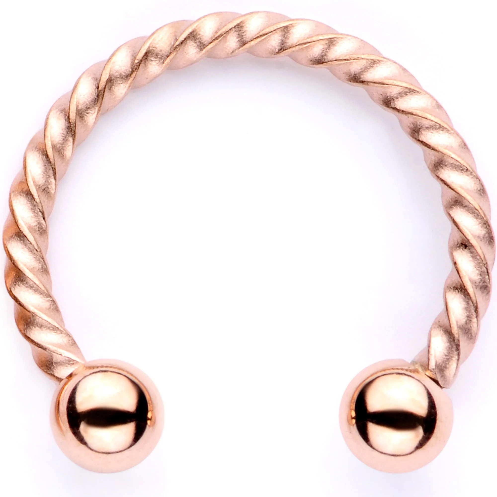 16G Teal Faux Opal Rose Gold Tone Twisted Horseshoe Clip On Fake Septum Ring Set - Image 5