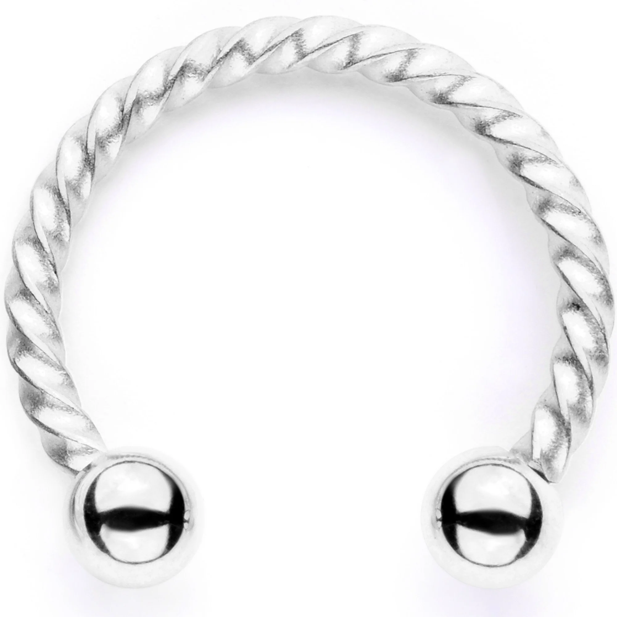 16G 3/8 Teal Faux Opal Twisted Horseshoe Closure Ring Set - Image 5