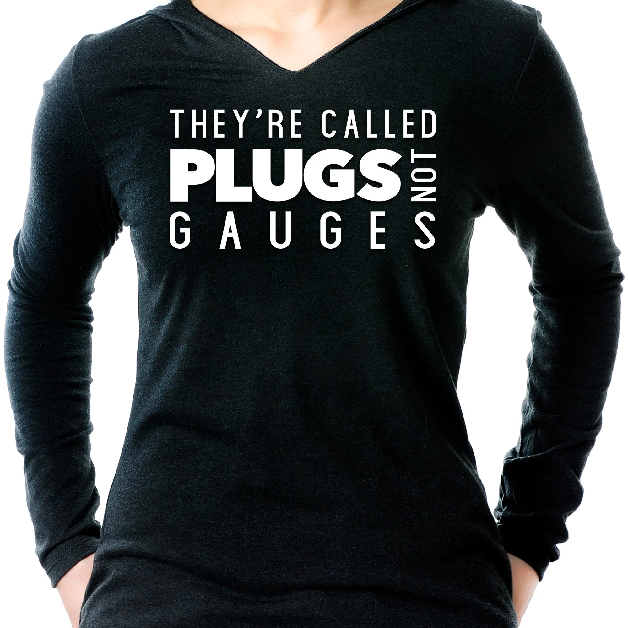 They're Called Plugs NotGs Black Tapered Long Sleeve Hoodie - Image 4