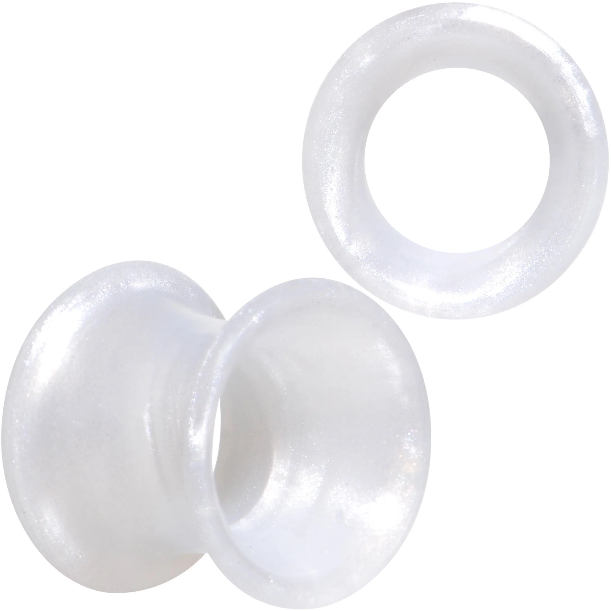 Thin Flexible White Silicone Tunnel Plug Set 6mm to 25mm - Image 6